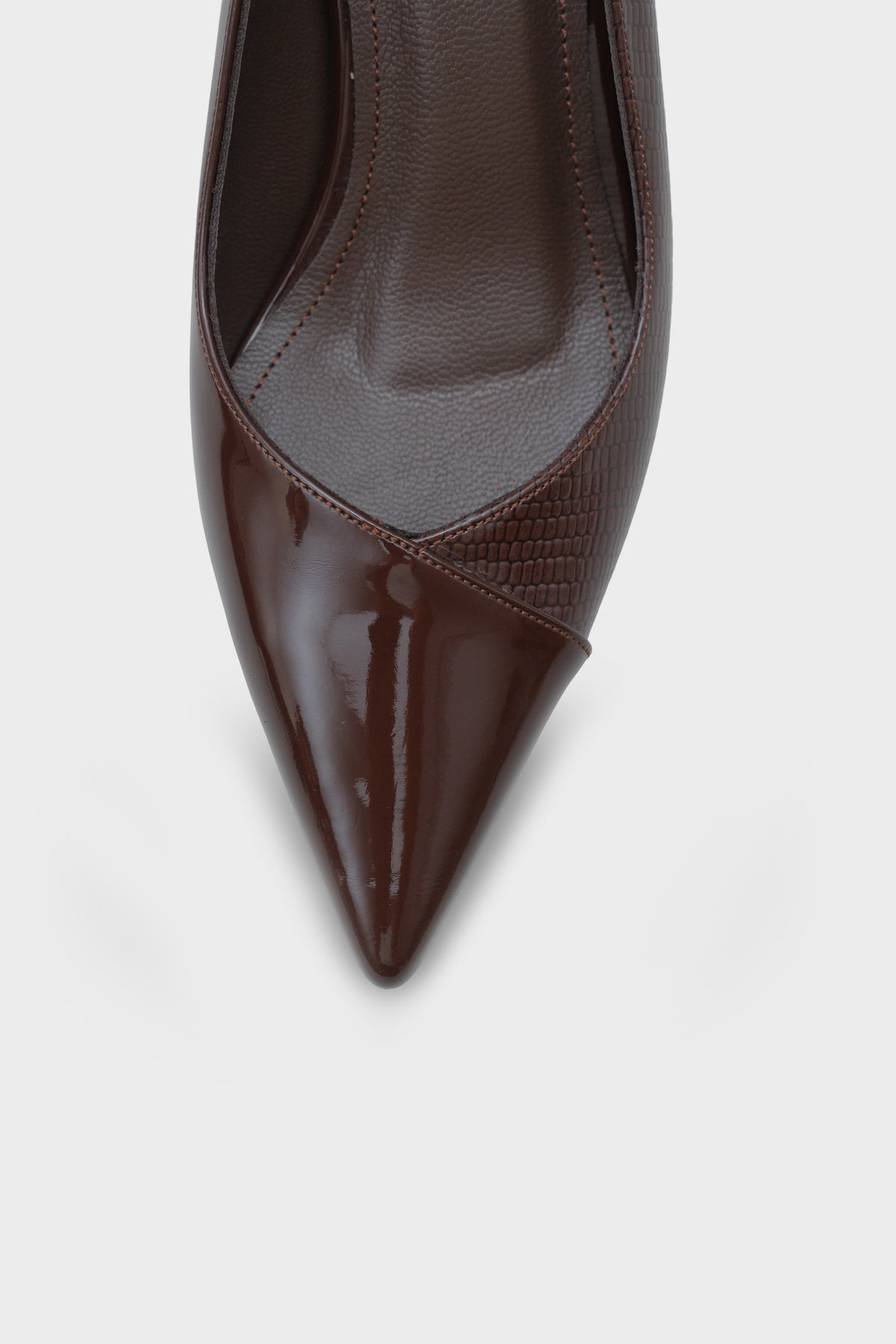 Brianne Orta Topuklu Bantlı Yılan Baskılı Hakiki Deri Astarlı Stiletto