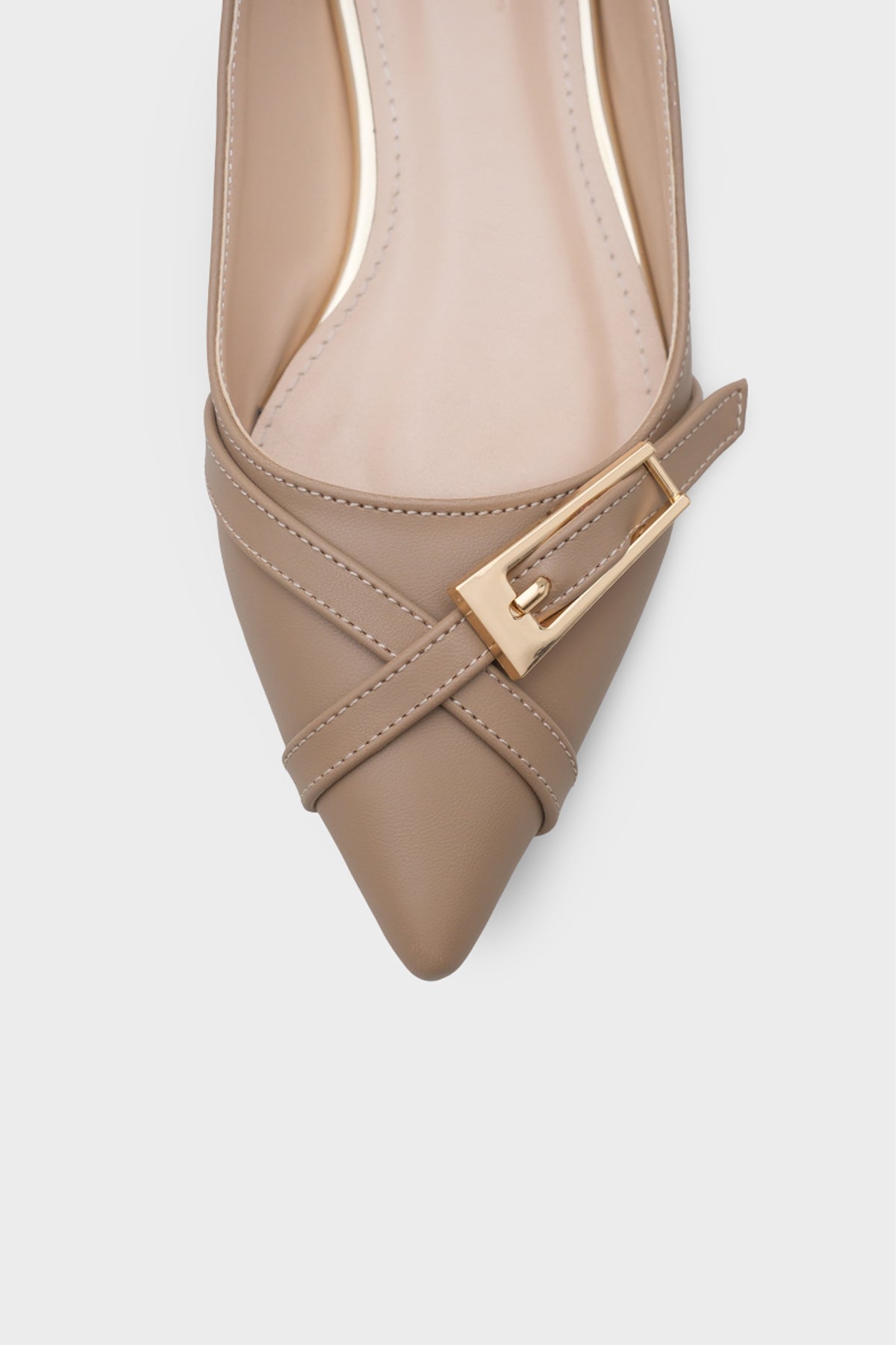 Karry Sivri Burunlu Kısa Topuklu Metal Aksesuarlı Kadın Babet