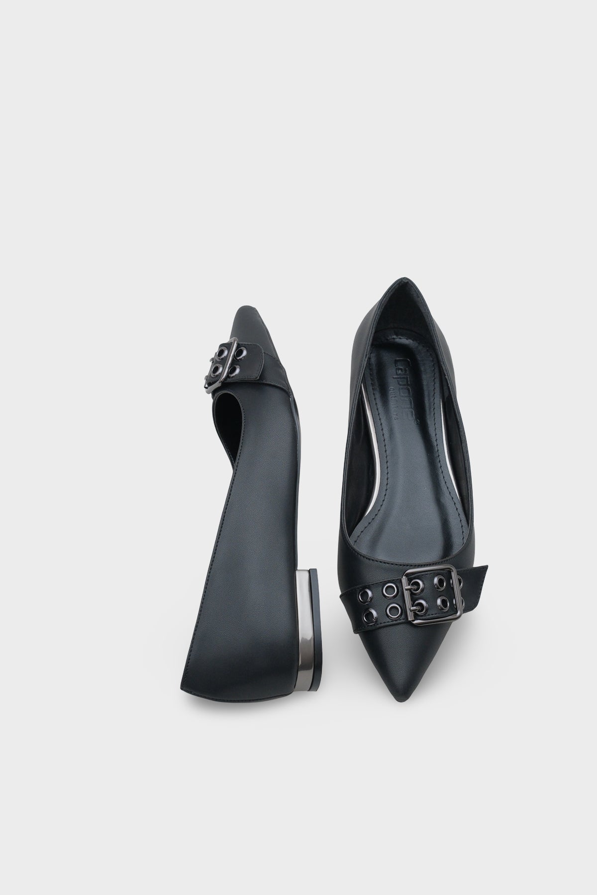 Krissie Sivri Burunlu Kısa Topuklu Metal Aksesuarlı Kadın Babet