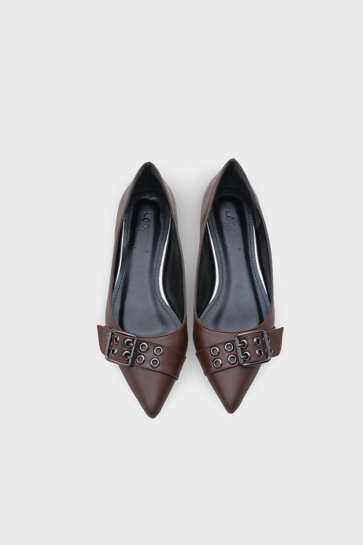 Krissie Sivri Burunlu Kısa Topuklu Metal Aksesuarlı Kadın Babet