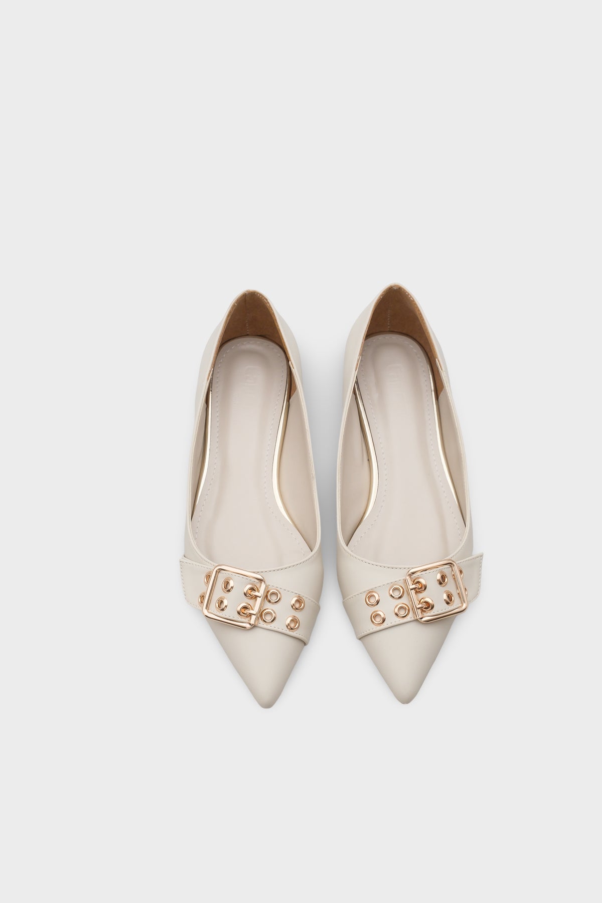 Krissie Sivri Burunlu Kısa Topuklu Metal Aksesuarlı Kadın Babet