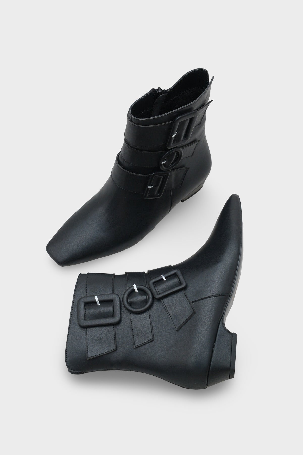 Shane  Kısa Topuklu Yandan Fermuarlı Tokalı Küt Burun Kadın Bot