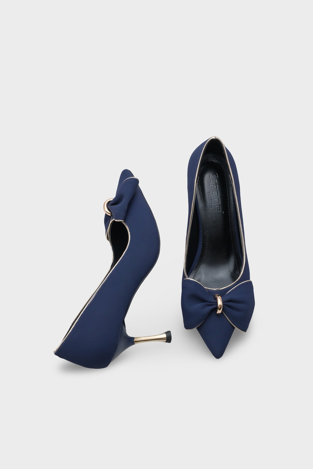 Marigold Metal Orta Boy Topuklu Fiyonklu Saten Kadın Şık Ayakkabı