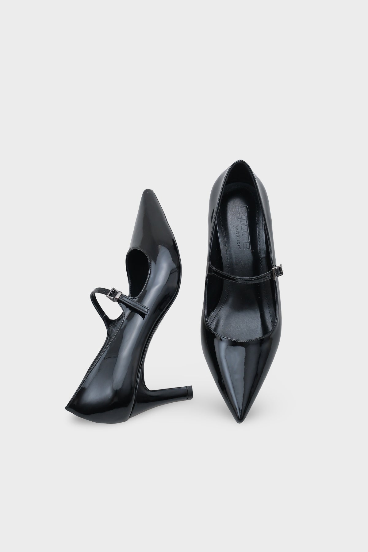 Melody Sivri Burunlu Orta Topuklu Rugan Görünümlü Kadın Ayakkabı