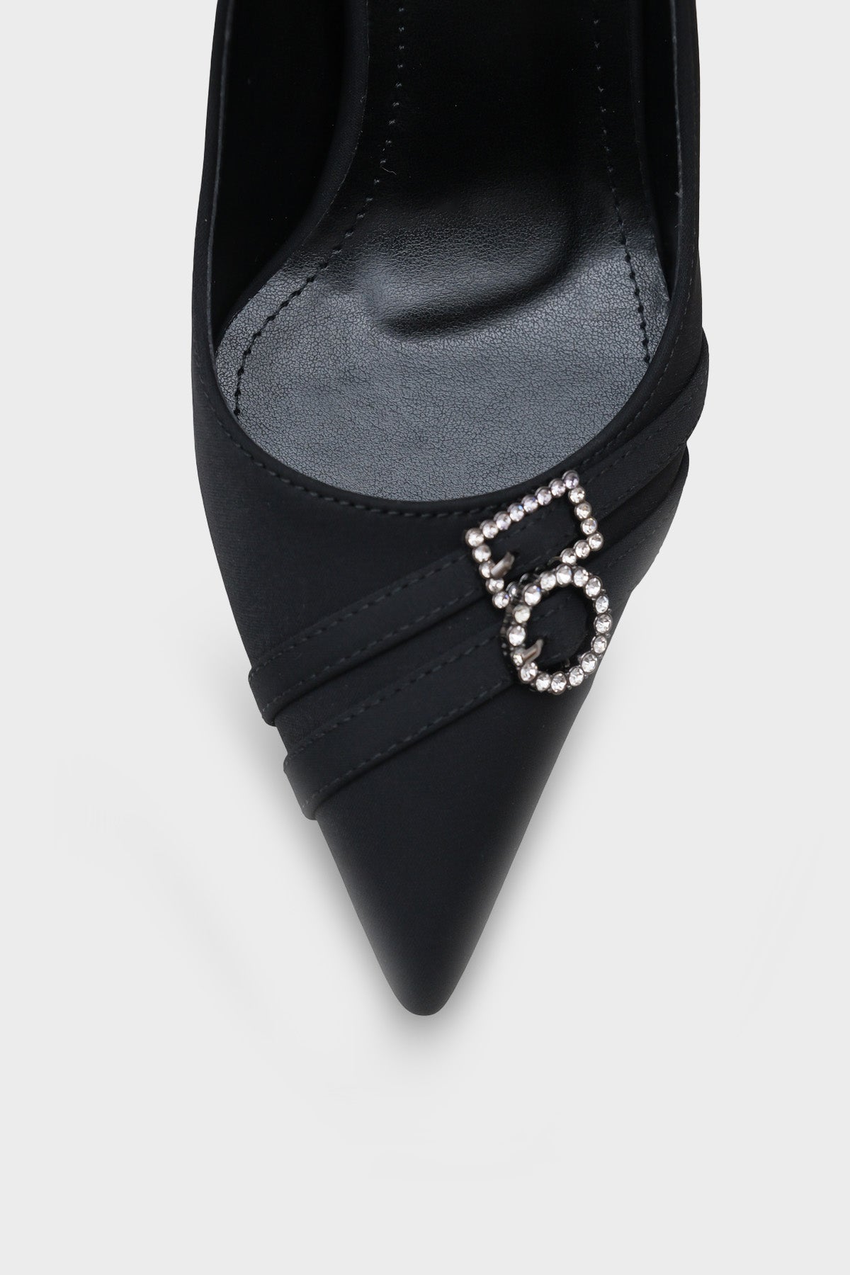 Karyl  Yüksek Topuklu Taşlı Tokalı Saten Şık Stiletto