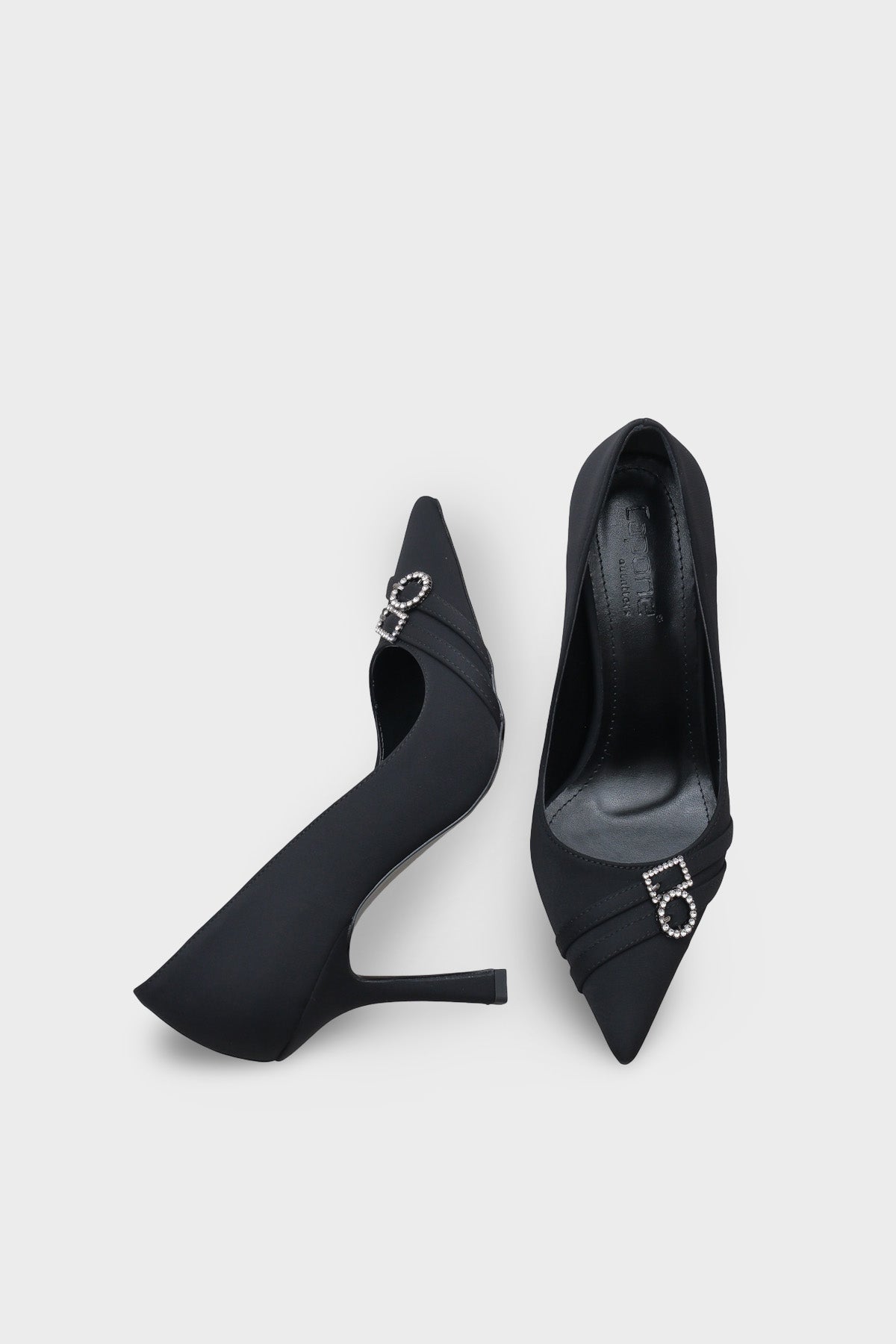 Karyl  Yüksek Topuklu Taşlı Tokalı Saten Şık Stiletto