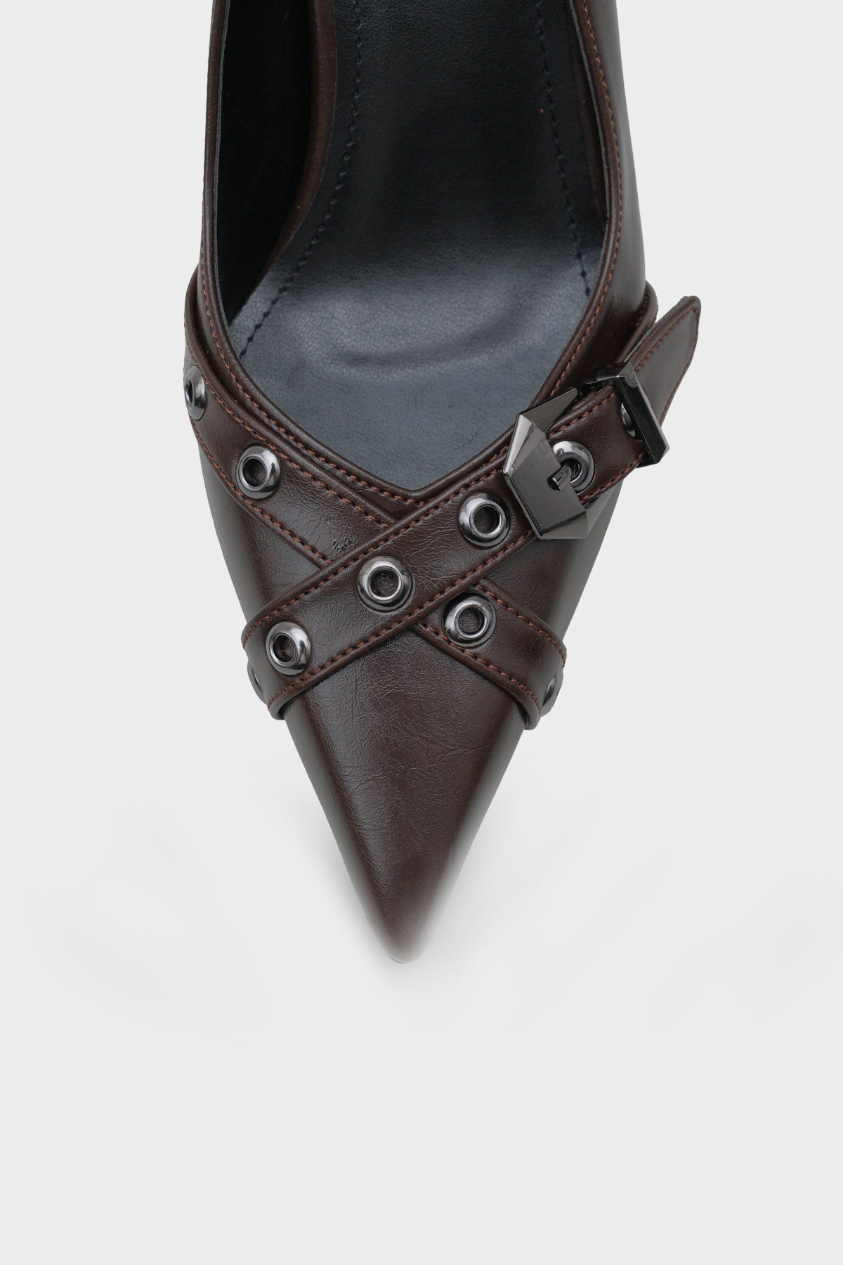 Kristal Kalın Orta Topuklu Tokalı Kadın Günlük Şık Ayakkabı