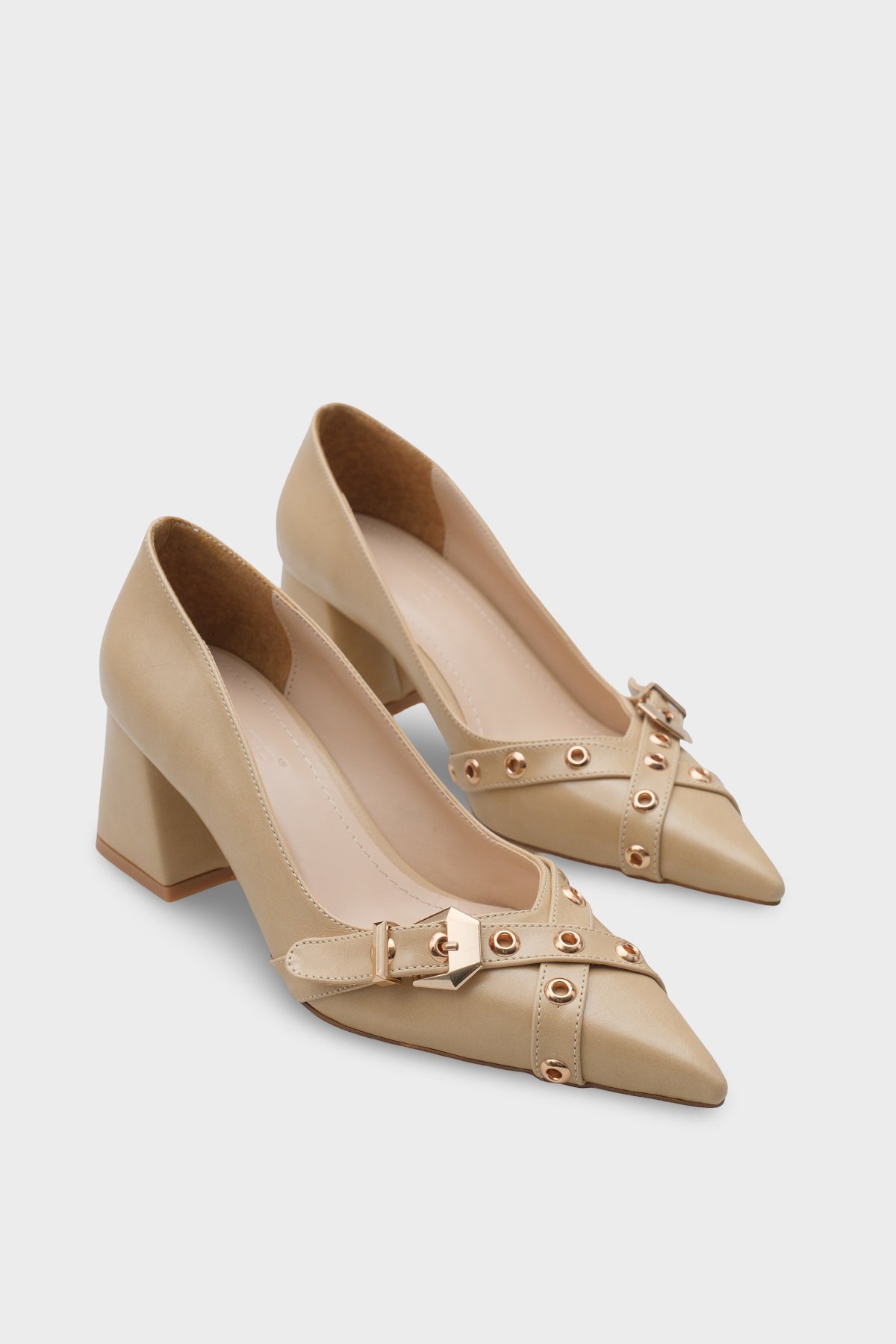 Kristal Kalın Orta Topuklu Tokalı Kadın Günlük Şık Ayakkabı