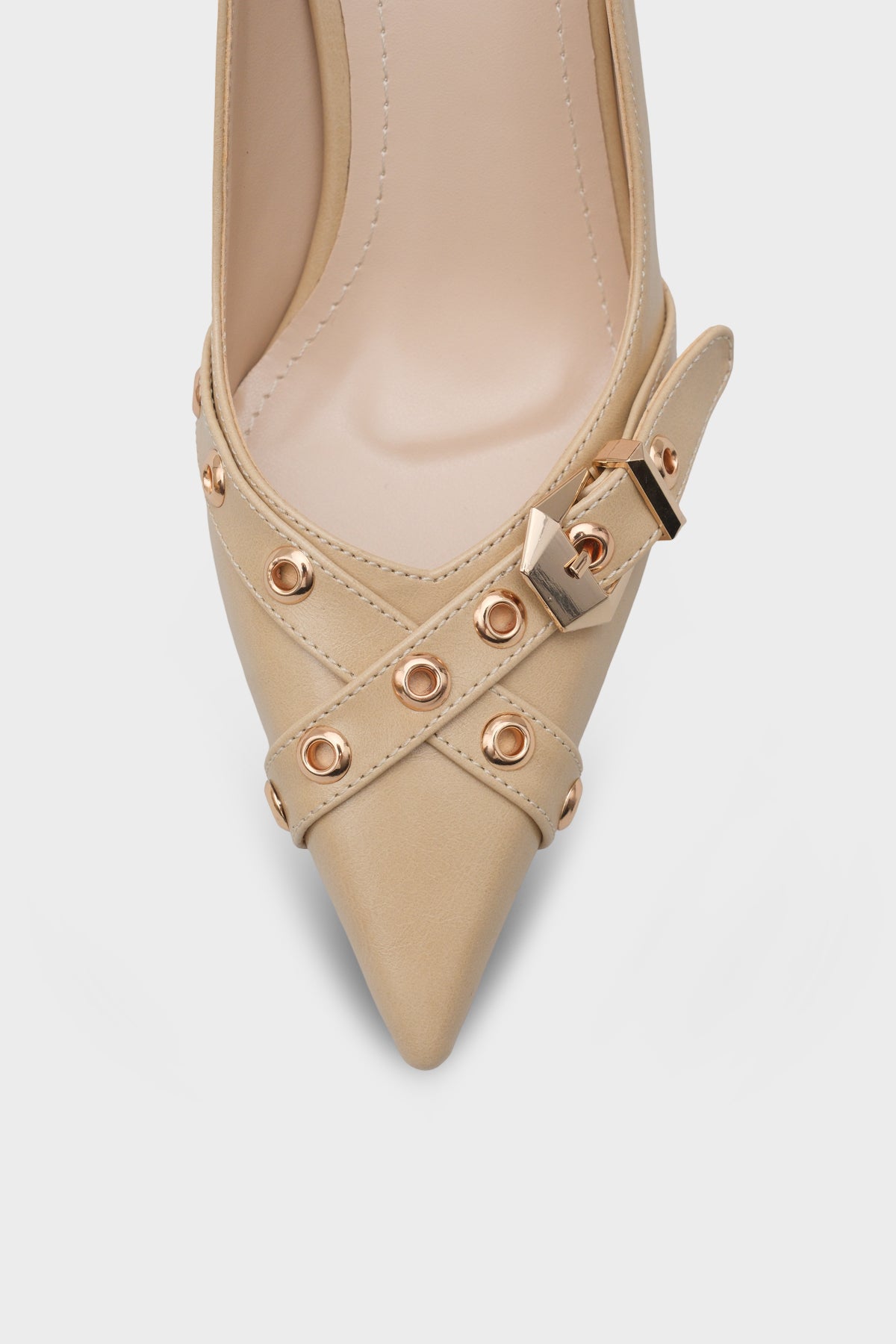 Kristal Kalın Orta Topuklu Tokalı Kadın Günlük Şık Ayakkabı