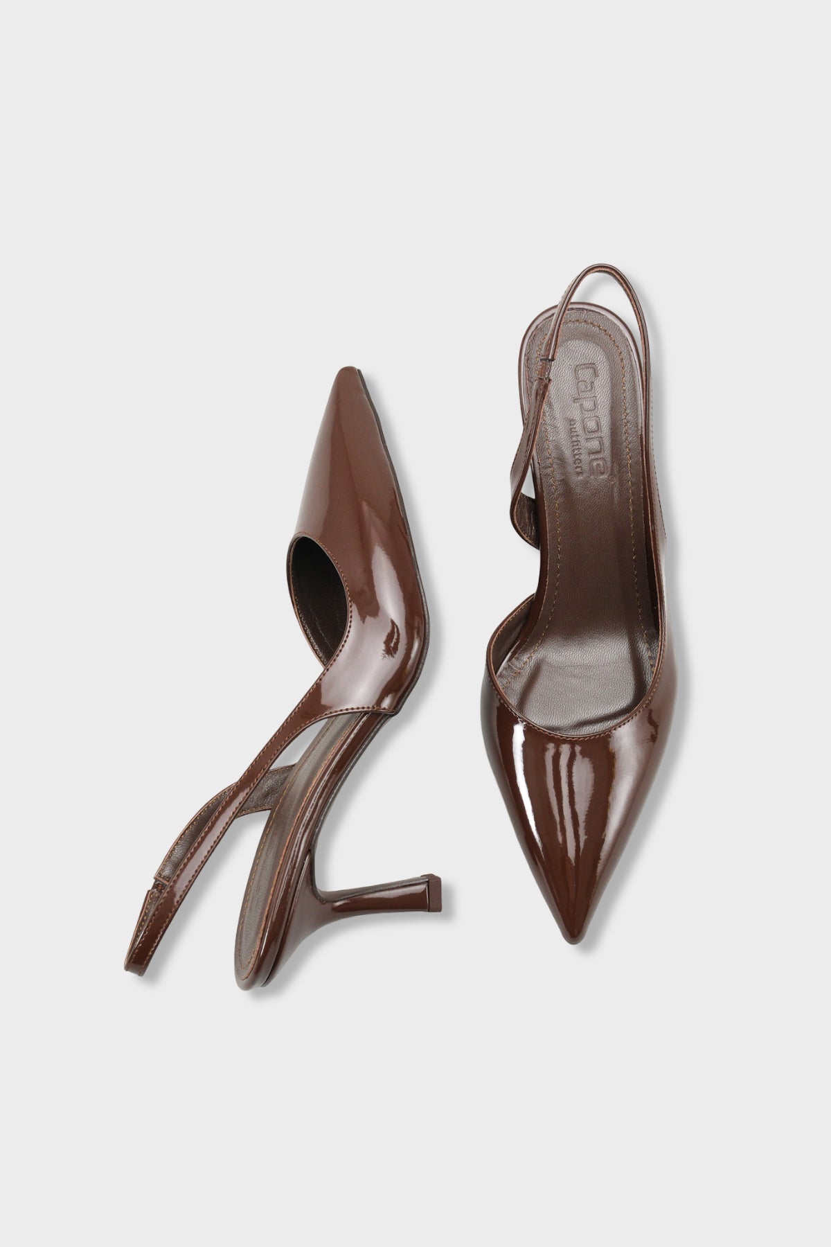 Ramonda Hakiki Deri Astarlı Sivri Burunlu Orta Topuklu Rugan Görünümlü Arkası Açık Kadın Ayakkabı