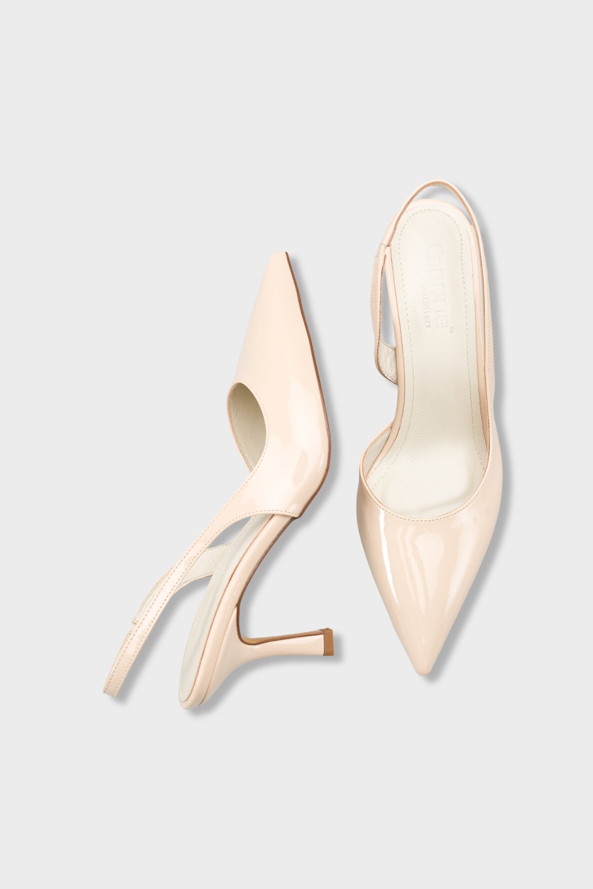 Ramonda Hakiki Deri Astarlı Sivri Burunlu Orta Topuklu Rugan Görünümlü Arkası Açık Kadın Ayakkabı