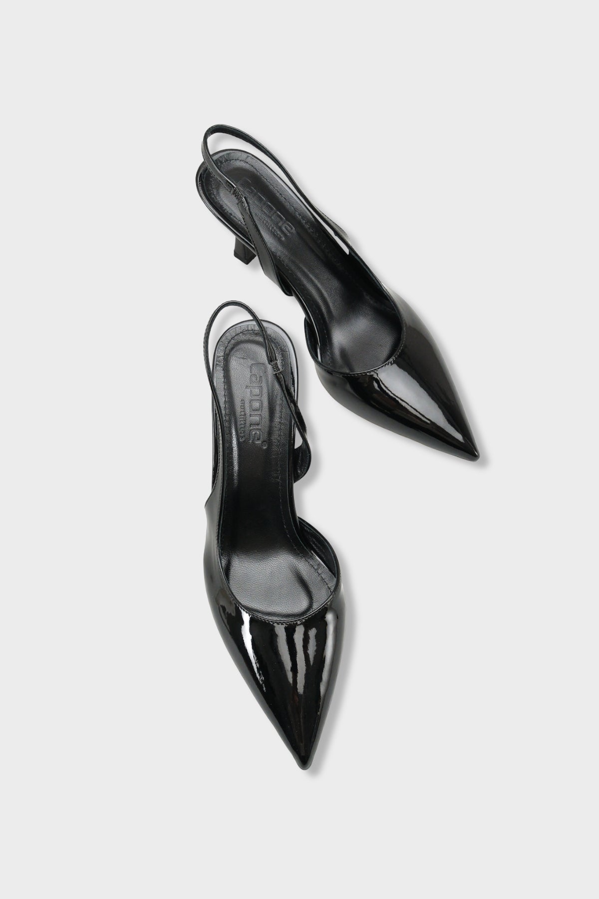 Ramonda Hakiki Deri Astarlı Sivri Burunlu Orta Topuklu Rugan Görünümlü Arkası Açık Kadın Ayakkabı