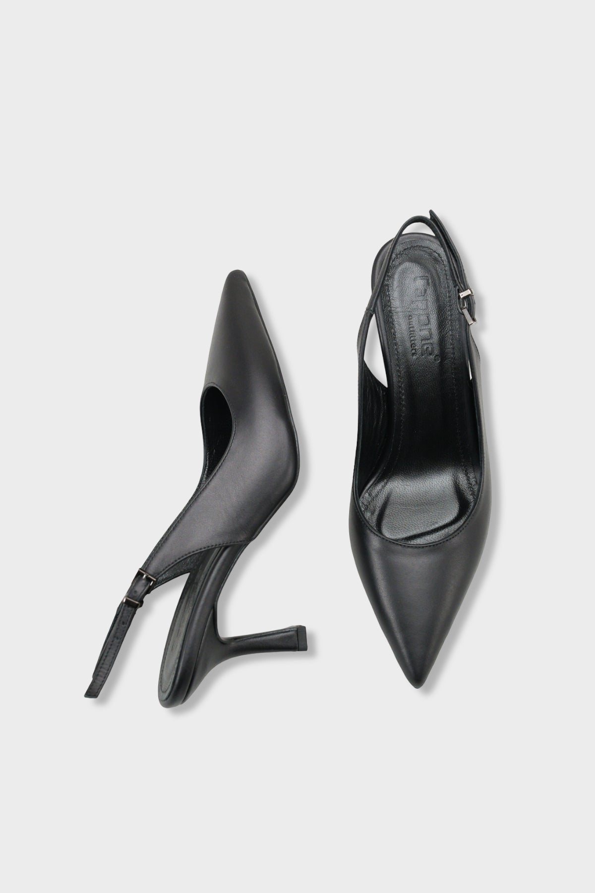 Steffi Hakiki Deri Sivri Burunlu Orta Topuklu Yandan Tokalı Arkası Açık Kadın Ayakkabı