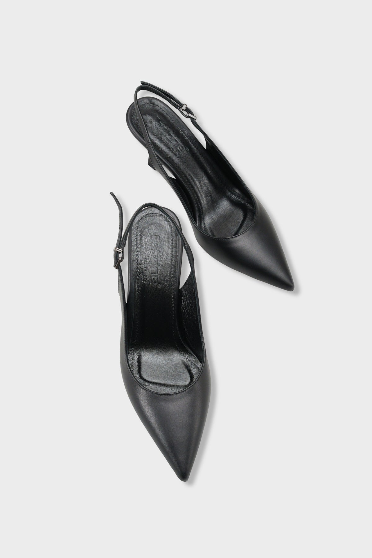 Steffi Hakiki Deri Sivri Burunlu Orta Topuklu Yandan Tokalı Arkası Açık Kadın Ayakkabı