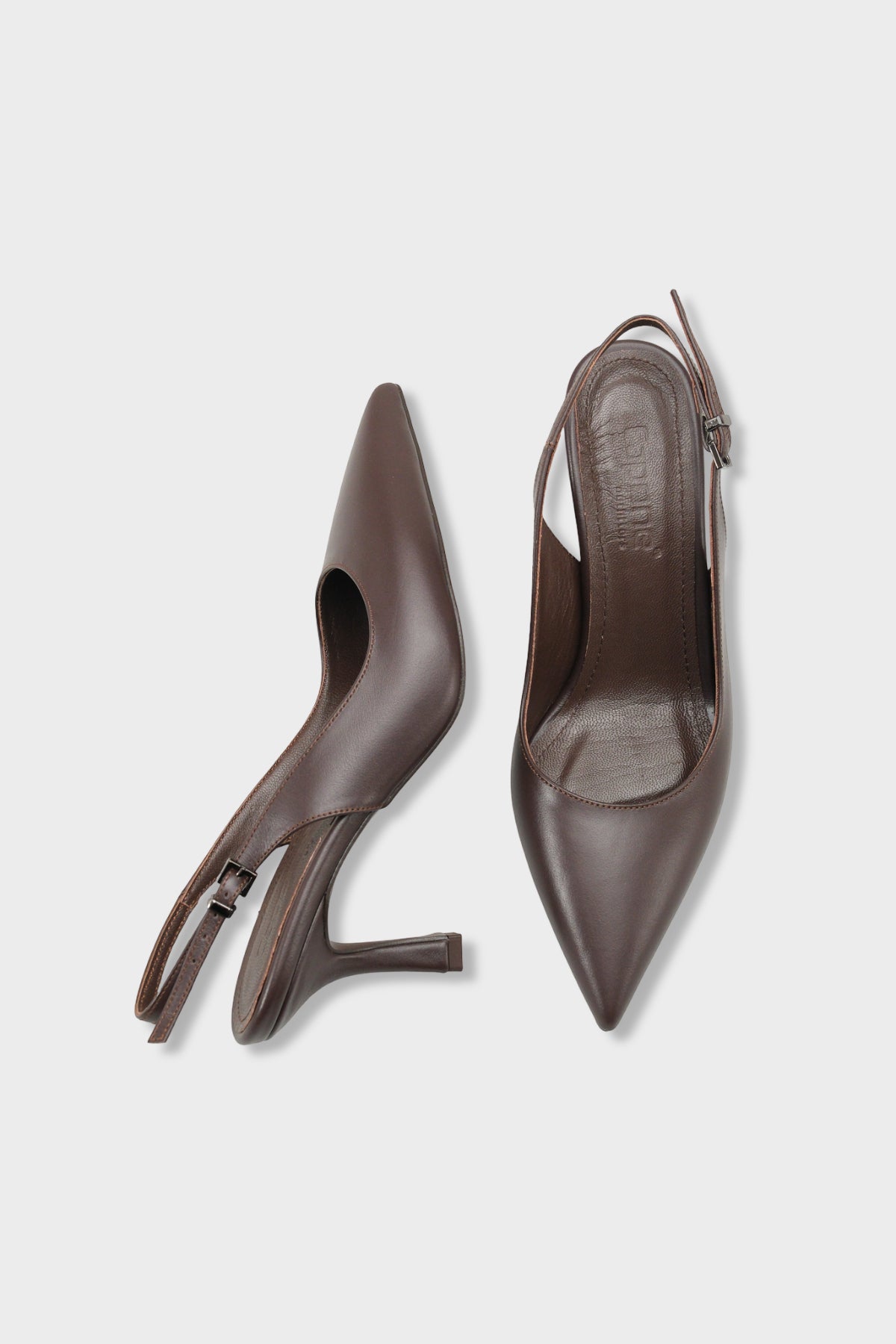 Steffi Hakiki Deri Sivri Burunlu Orta Topuklu Yandan Tokalı Arkası Açık Kadın Ayakkabı