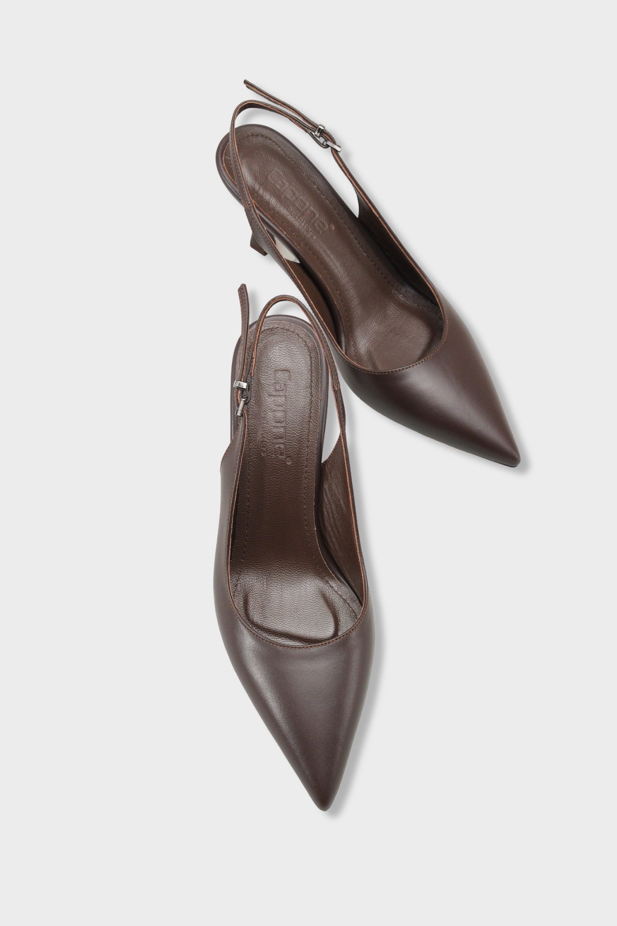 Steffi Hakiki Deri Sivri Burunlu Orta Topuklu Yandan Tokalı Arkası Açık Kadın Ayakkabı