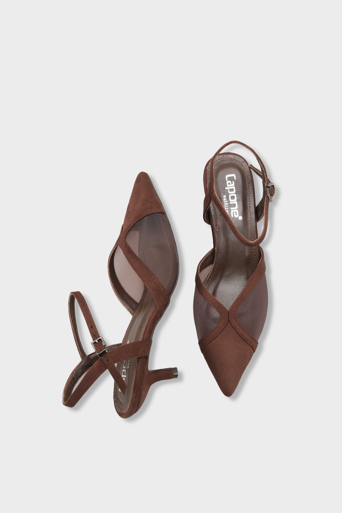 Kathryn Hakiki Deri Astarlı Sivri Burunlu Orta Topuklu Fileli Süet Görünümlü Arkası Açık Kadın Ayakk