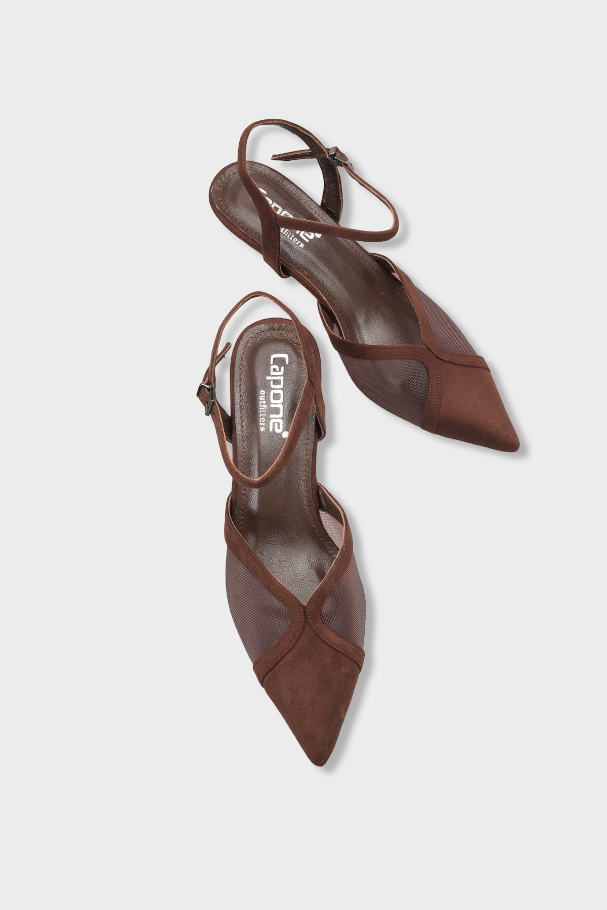 Kathryn Hakiki Deri Astarlı Sivri Burunlu Orta Topuklu Fileli Süet Görünümlü Arkası Açık Kadın Ayakk