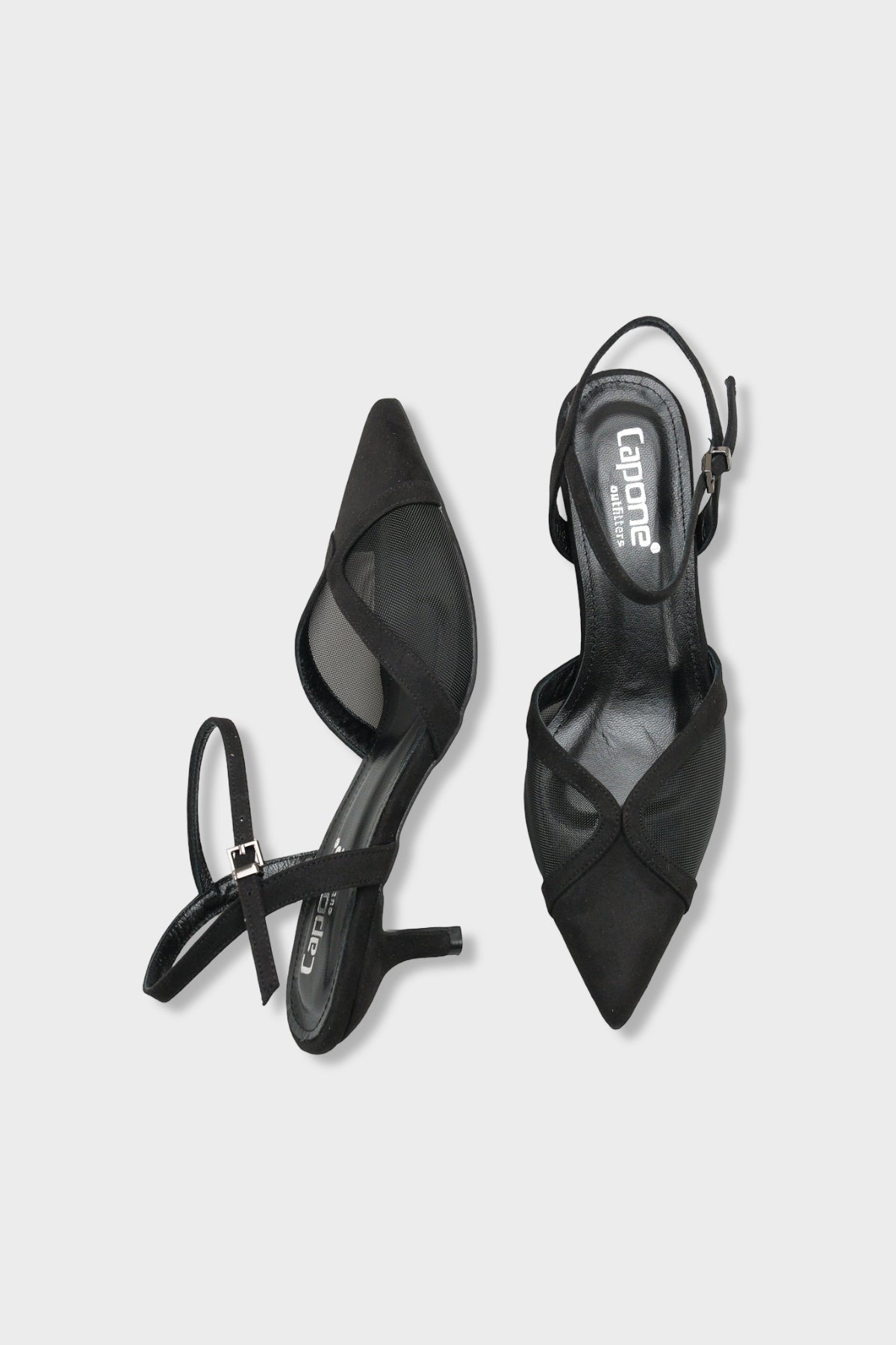 Kathryn Hakiki Deri Astarlı Sivri Burunlu Orta Topuklu Fileli Arkası Açık Kadın Ayakkabı