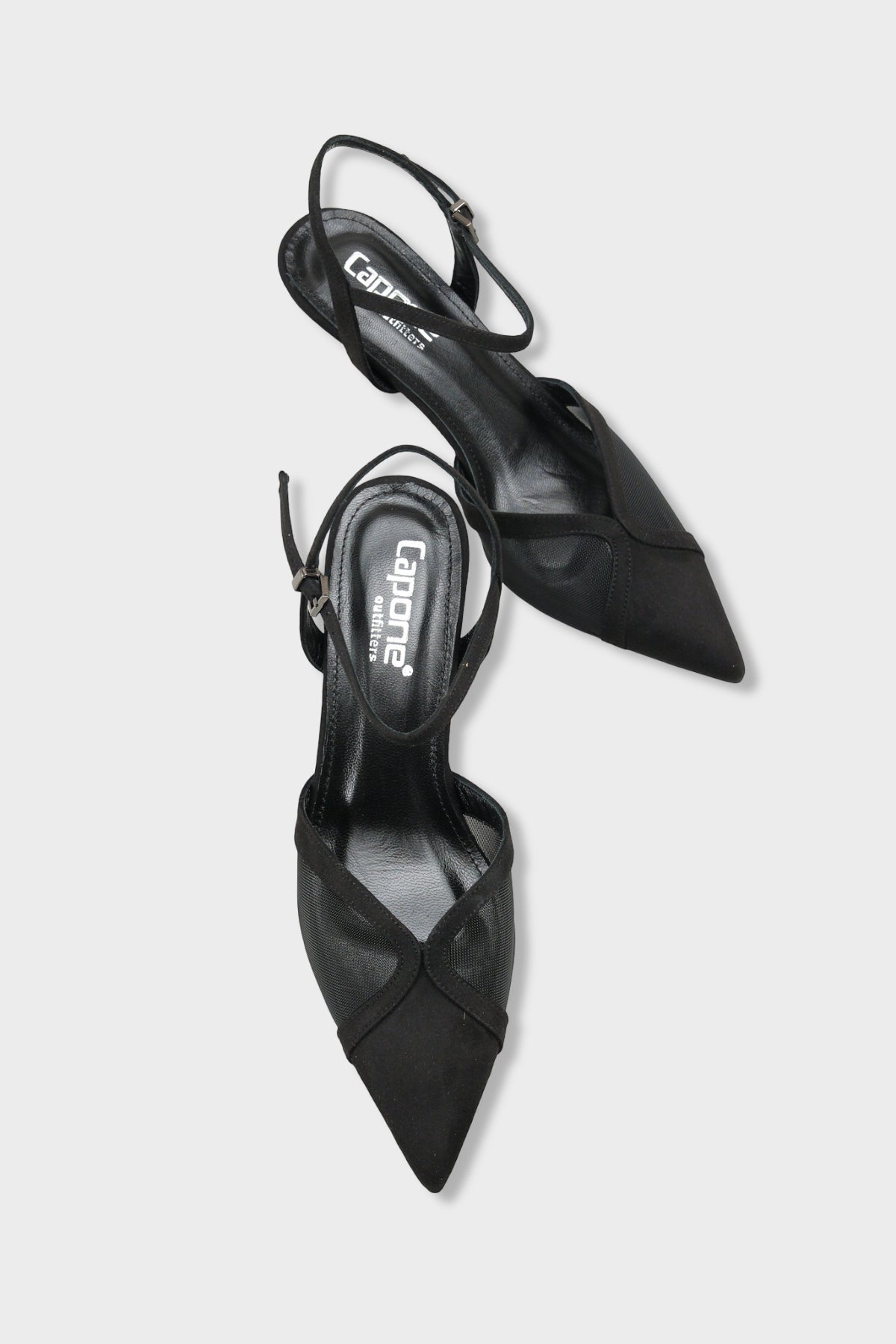 Kathryn Hakiki Deri Astarlı Sivri Burunlu Orta Topuklu Fileli Arkası Açık Kadın Ayakkabı