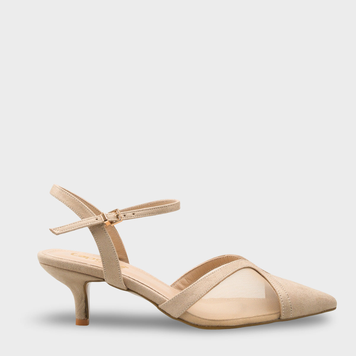 Kathryn Hakiki Deri Astarlı Sivri Burunlu Orta Topuklu Fileli Süet Görünümlü Arkası Açık Kadın Ayakk