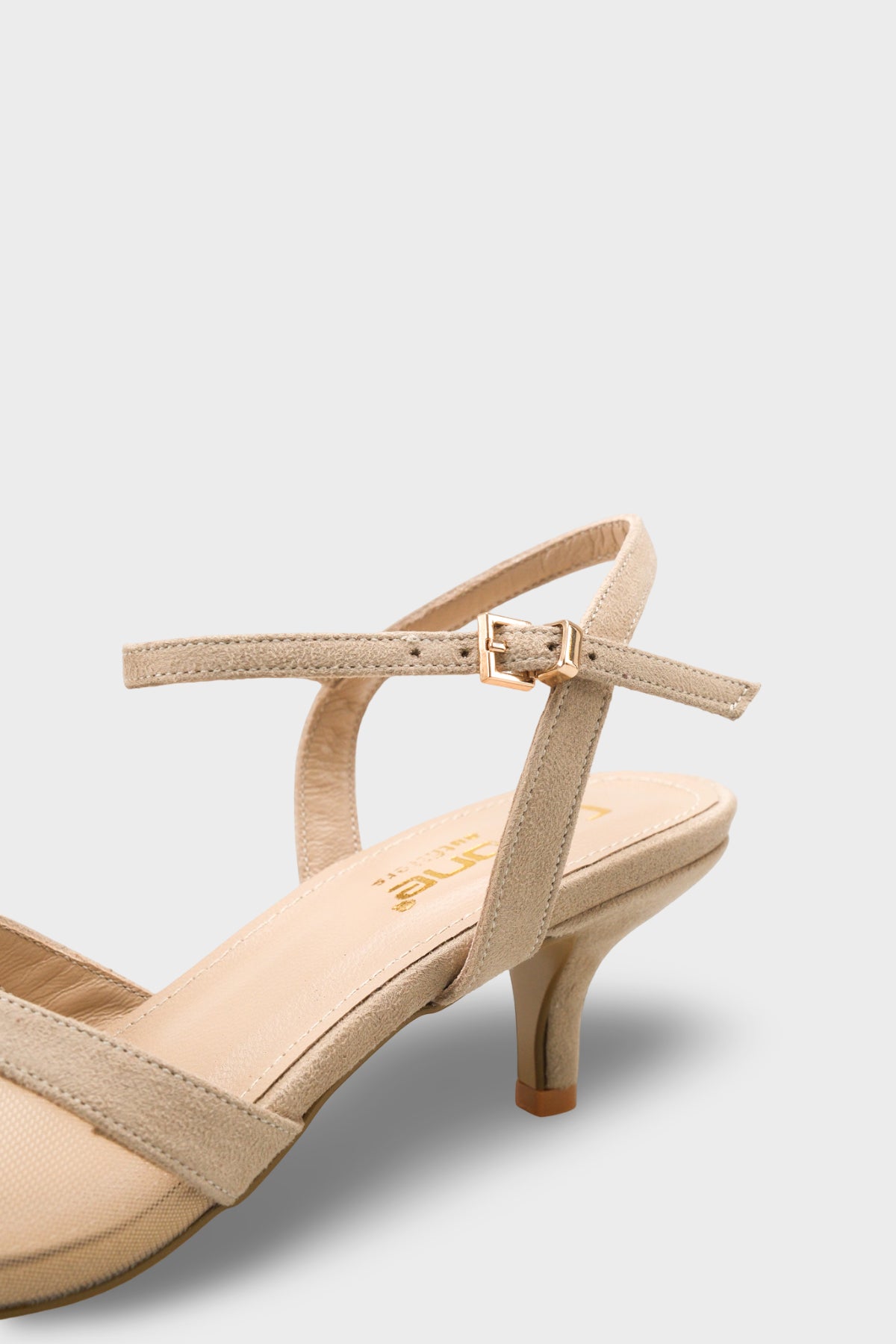 Kathryn Hakiki Deri Astarlı Sivri Burunlu Orta Topuklu Fileli Süet Görünümlü Arkası Açık Kadın Ayakk