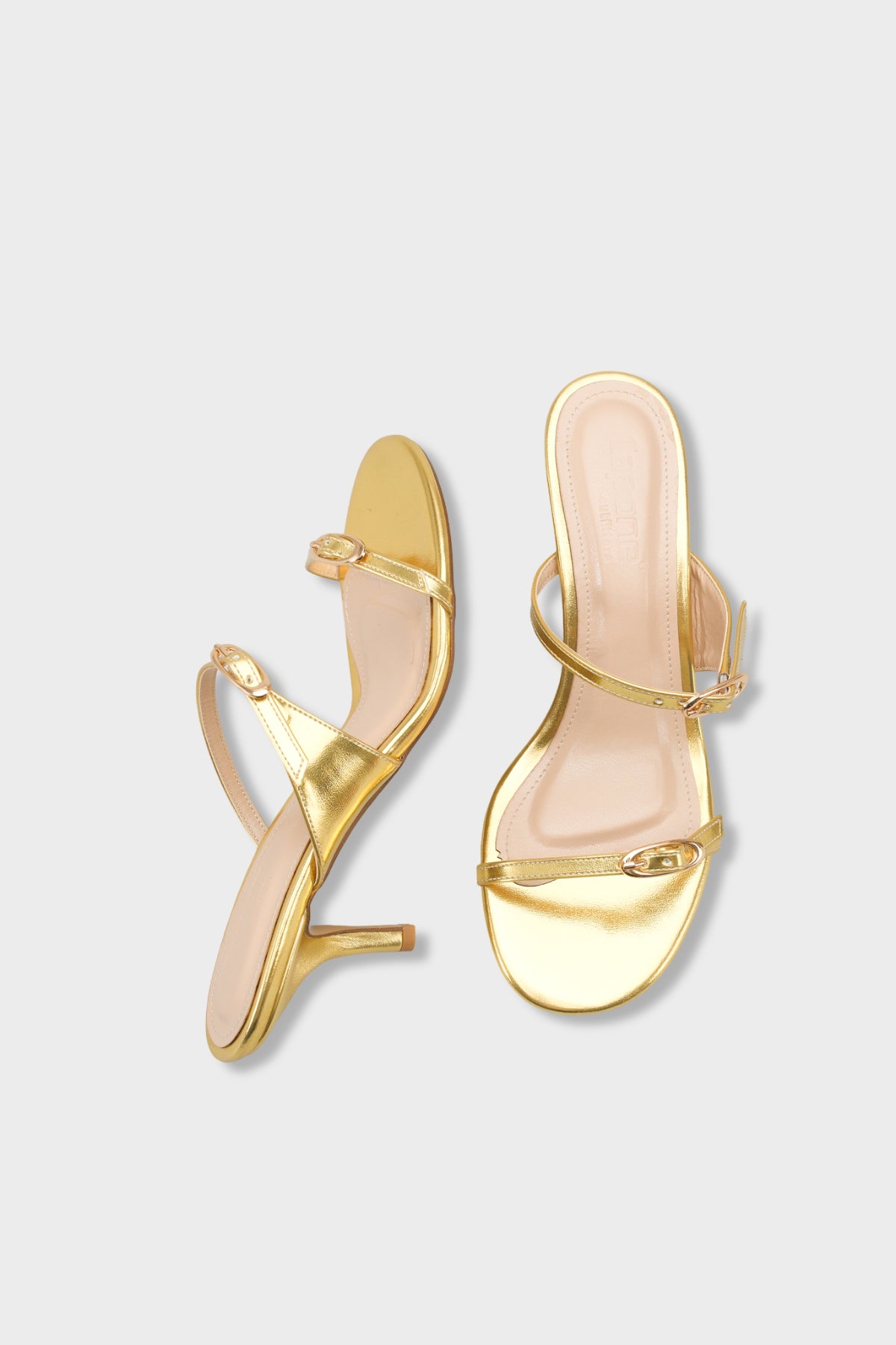 Gerda Yuvarlak Burunlu Çift Tokalı Orta Topuklu Şık Kadın Terlik