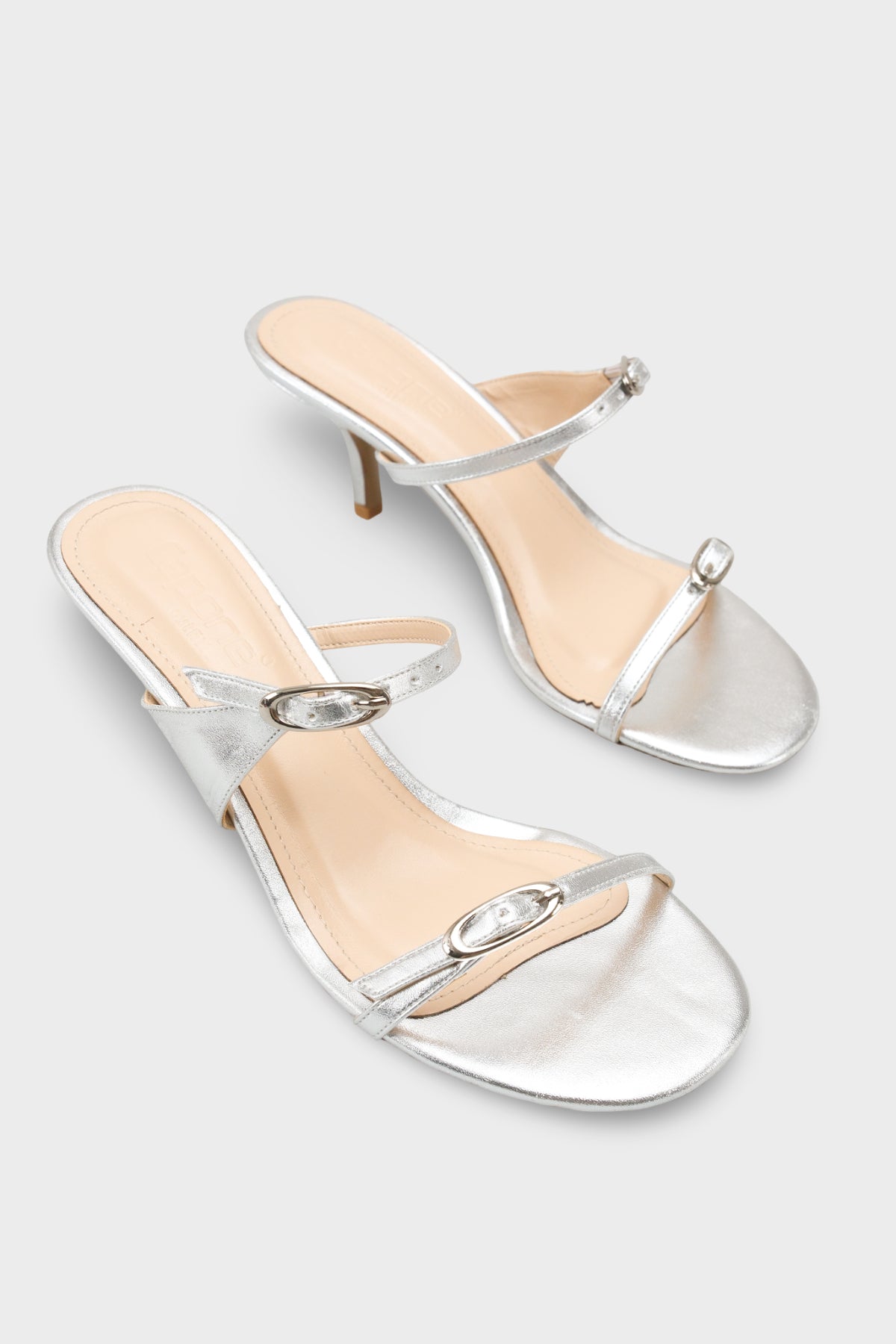 Gerda Yuvarlak Burunlu Çift Tokalı Orta Topuklu Şık Kadın Terlik