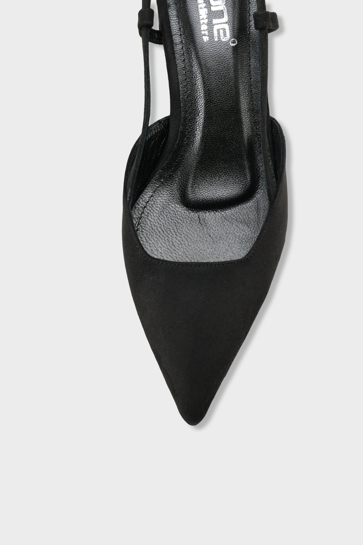 Phelia Hakiki Deri Astarlı Sivri Burunlu Orta Kalın Topuklu Süet Görünümlü Arkası Açık Kadın Ayakkab