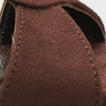 Sissy Hakiki Deri Astarlı Küt Burunlu Çapraz Bantlı Orta Topuklu Süet Görünümlü Şık Kadın Terlik