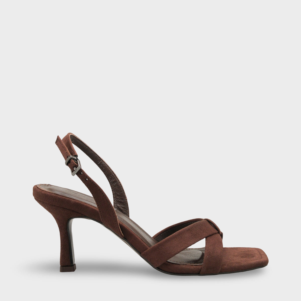 Roxana Hakiki Deri Astarlı Küt Burunlu Çapraz Bantlı Orta Topuklu Süet Görünümlü Şık Kadın Ayakkabı