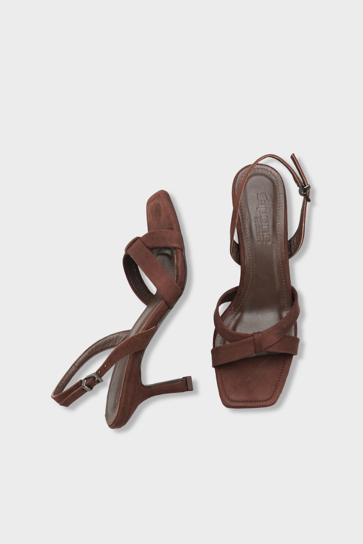 Roxana Hakiki Deri Astarlı Küt Burunlu Çapraz Bantlı Orta Topuklu Süet Görünümlü Şık Kadın Ayakkabı