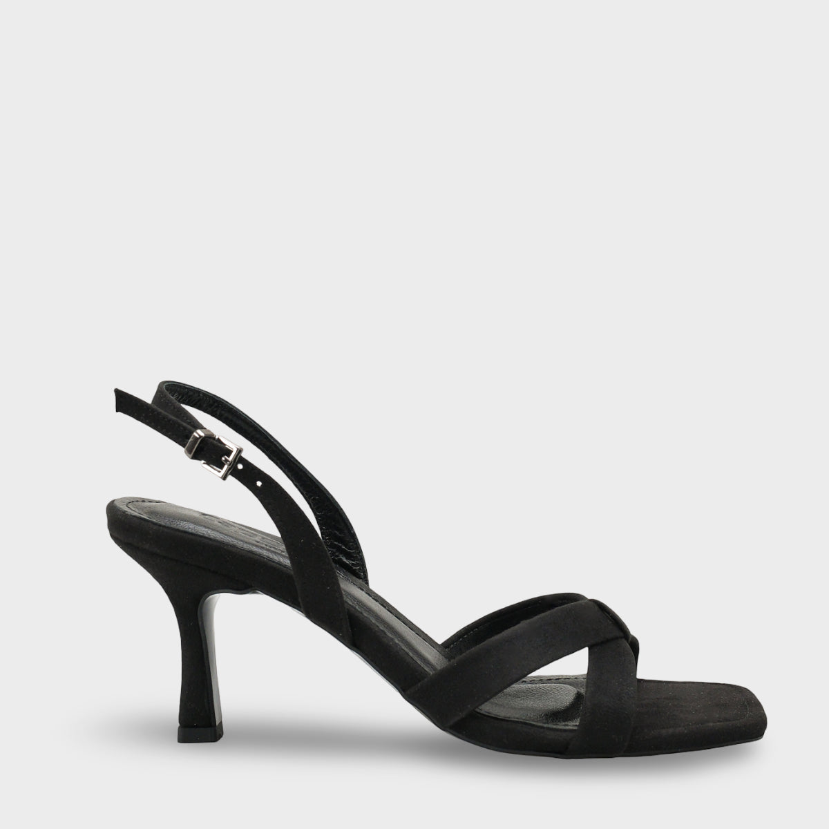 Roxana Hakiki Deri Astarlı Küt Burunlu Çapraz Bantlı Orta Topuklu Süet Görünümlü Şık Kadın Ayakkabı