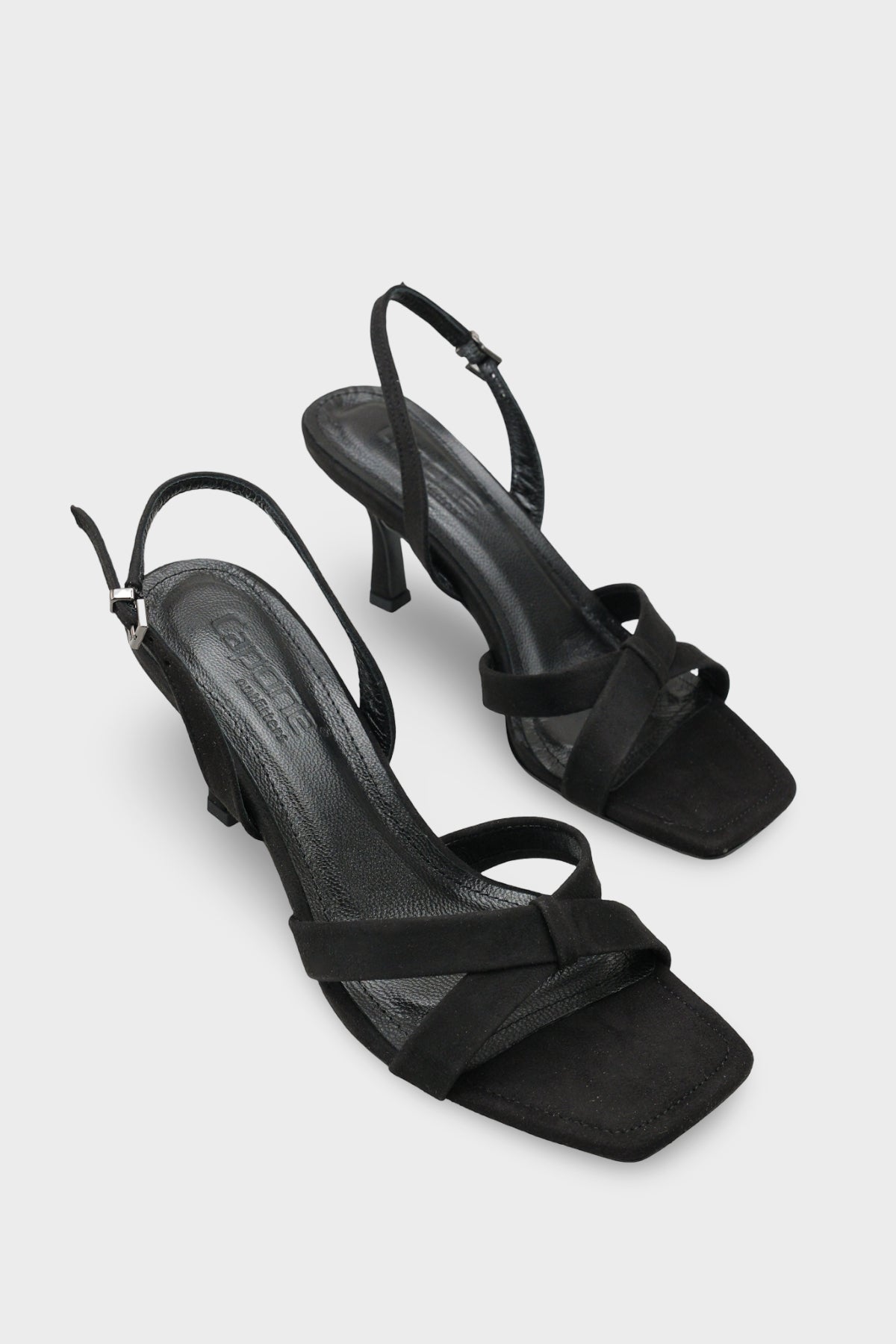 Roxana Hakiki Deri Astarlı Küt Burunlu Çapraz Bantlı Orta Topuklu Süet Görünümlü Şık Kadın Ayakkabı