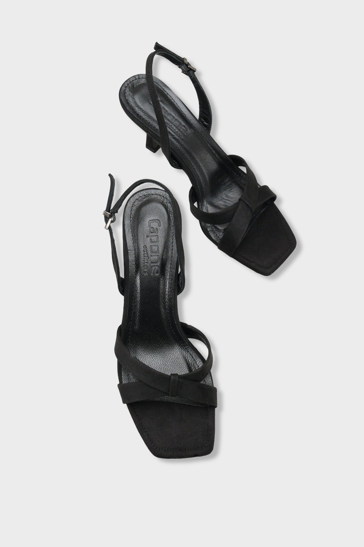 Roxana Hakiki Deri Astarlı Küt Burunlu Çapraz Bantlı Orta Topuklu Süet Görünümlü Şık Kadın Ayakkabı