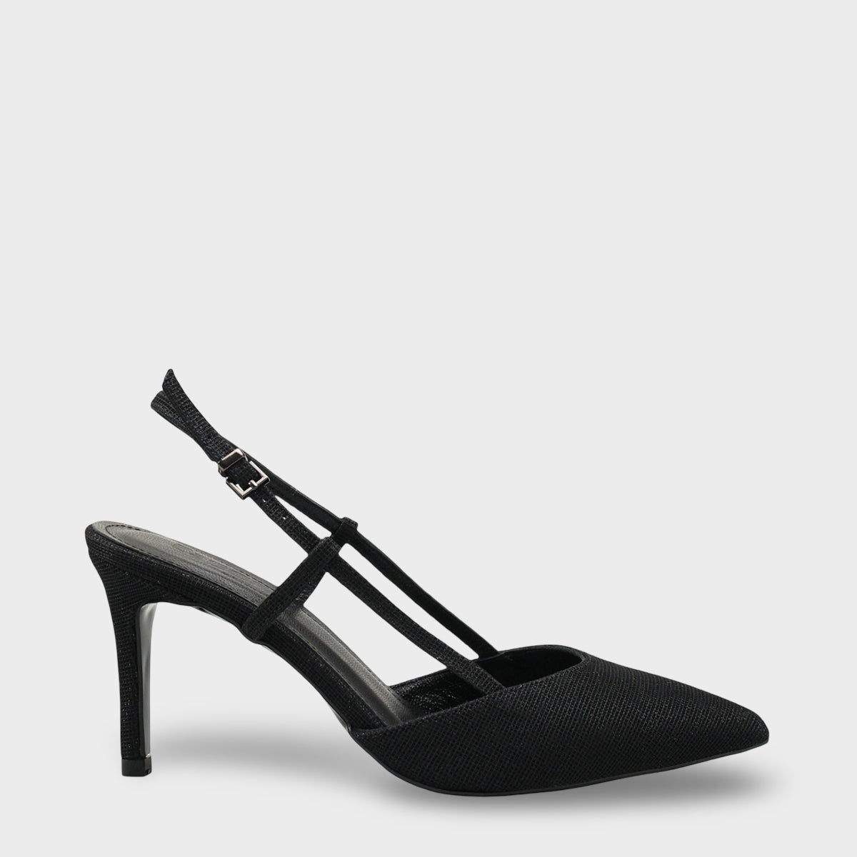 Susie Hakiki Deri Astarlı Sivri Burunlu Orta Topuklu Simli Arkası Açık Kadın Ayakkabı