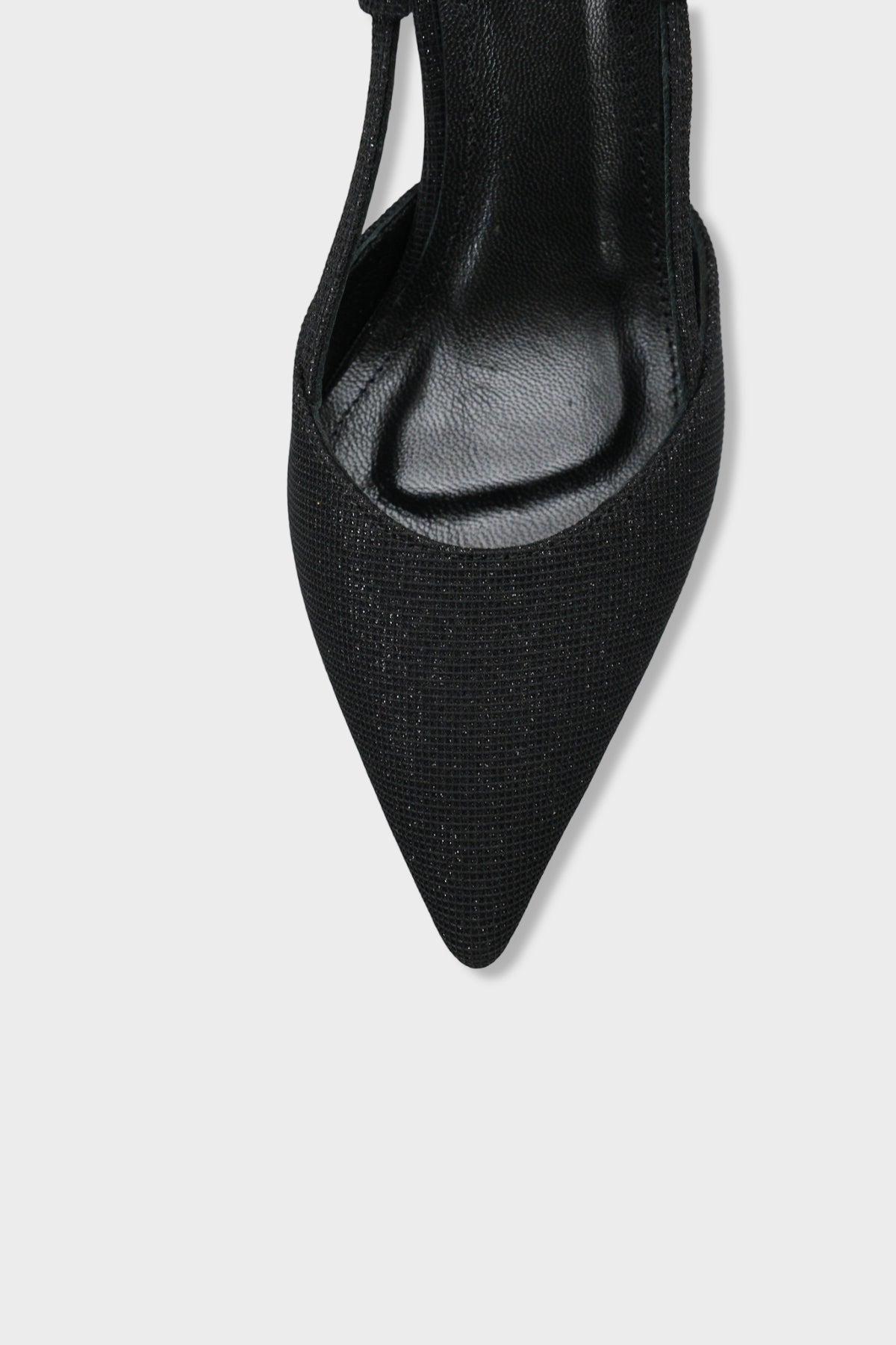 Susie Hakiki Deri Astarlı Sivri Burunlu Orta Topuklu Simli Arkası Açık Kadın Ayakkabı