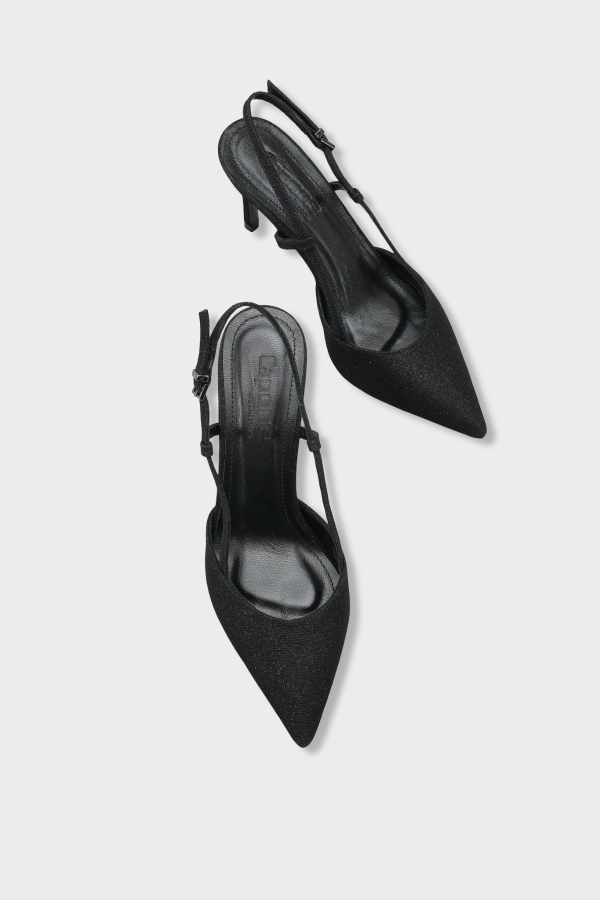 Susie Hakiki Deri Astarlı Sivri Burunlu Orta Topuklu Simli Arkası Açık Kadın Ayakkabı