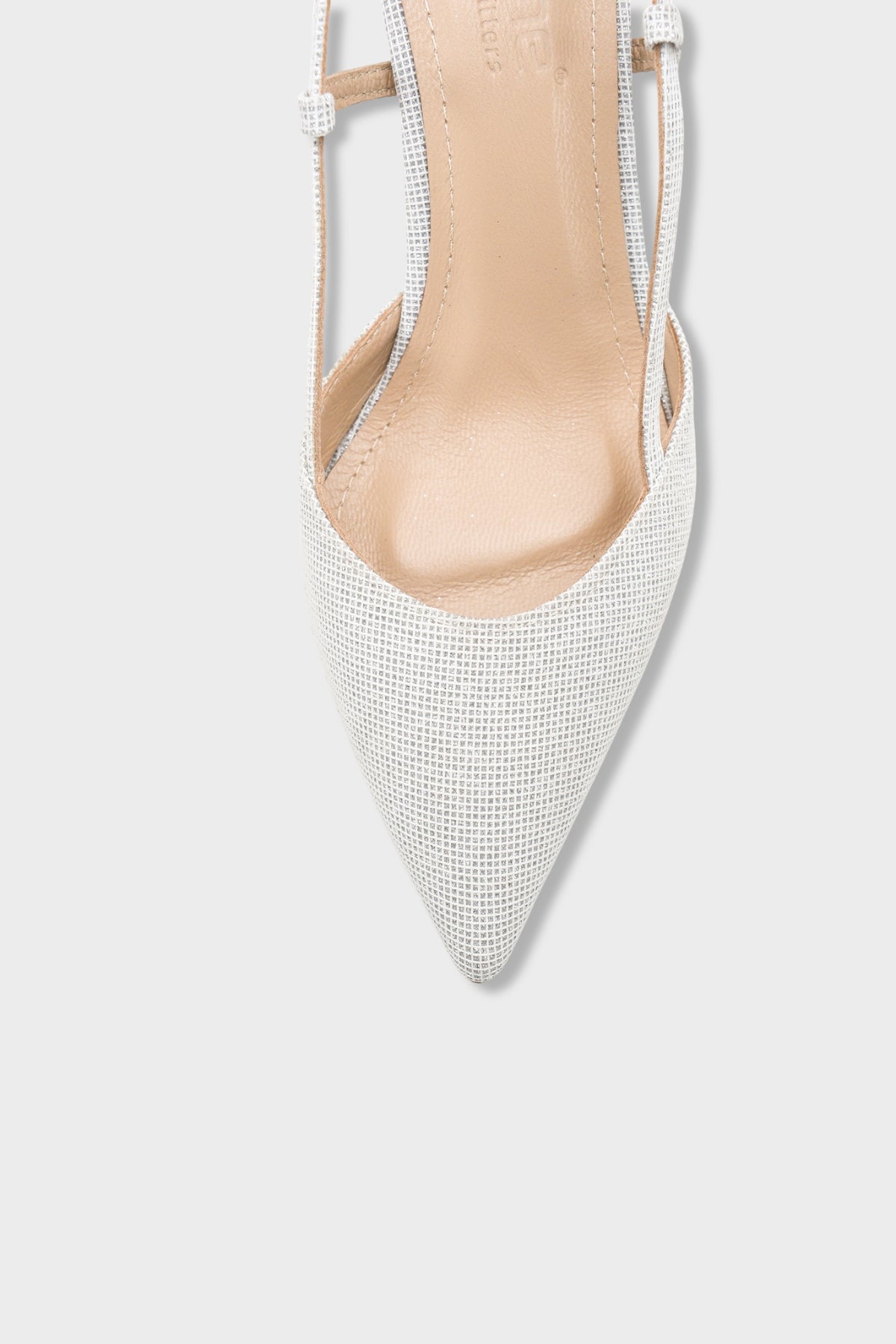 Susie Hakiki Deri Astarlı Sivri Burunlu Orta Topuklu Simli Arkası Açık Kadın Ayakkabı