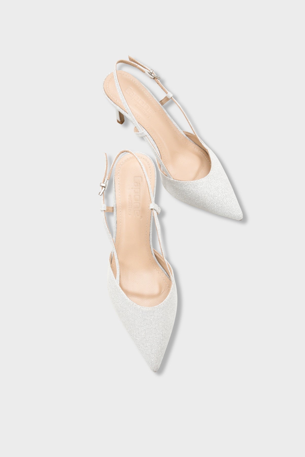 Susie Hakiki Deri Astarlı Sivri Burunlu Orta Topuklu Simli Arkası Açık Kadın Ayakkabı