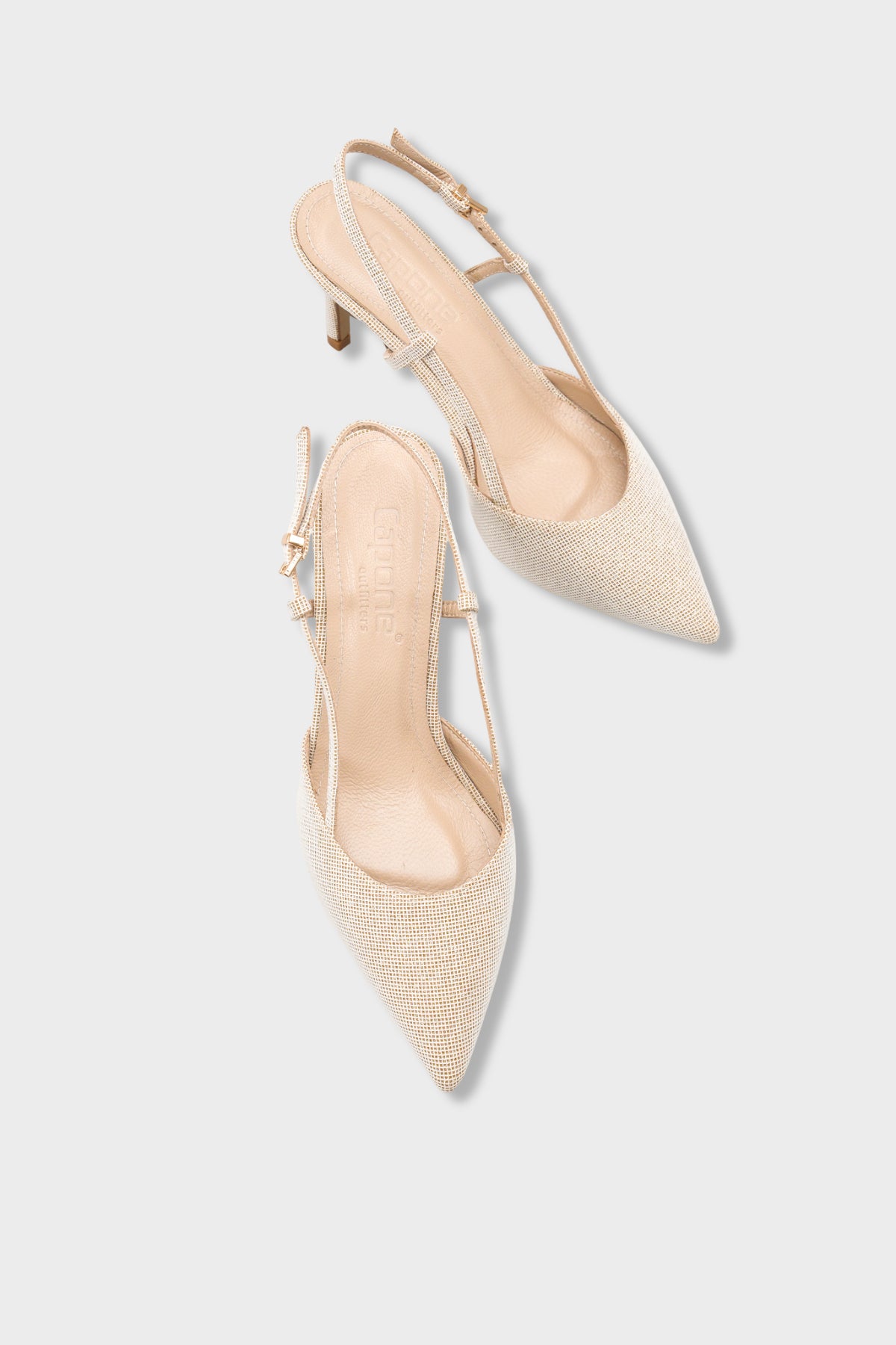 Susie Hakiki Deri Astarlı Sivri Burunlu Orta Topuklu Simli Arkası Açık Kadın Ayakkabı