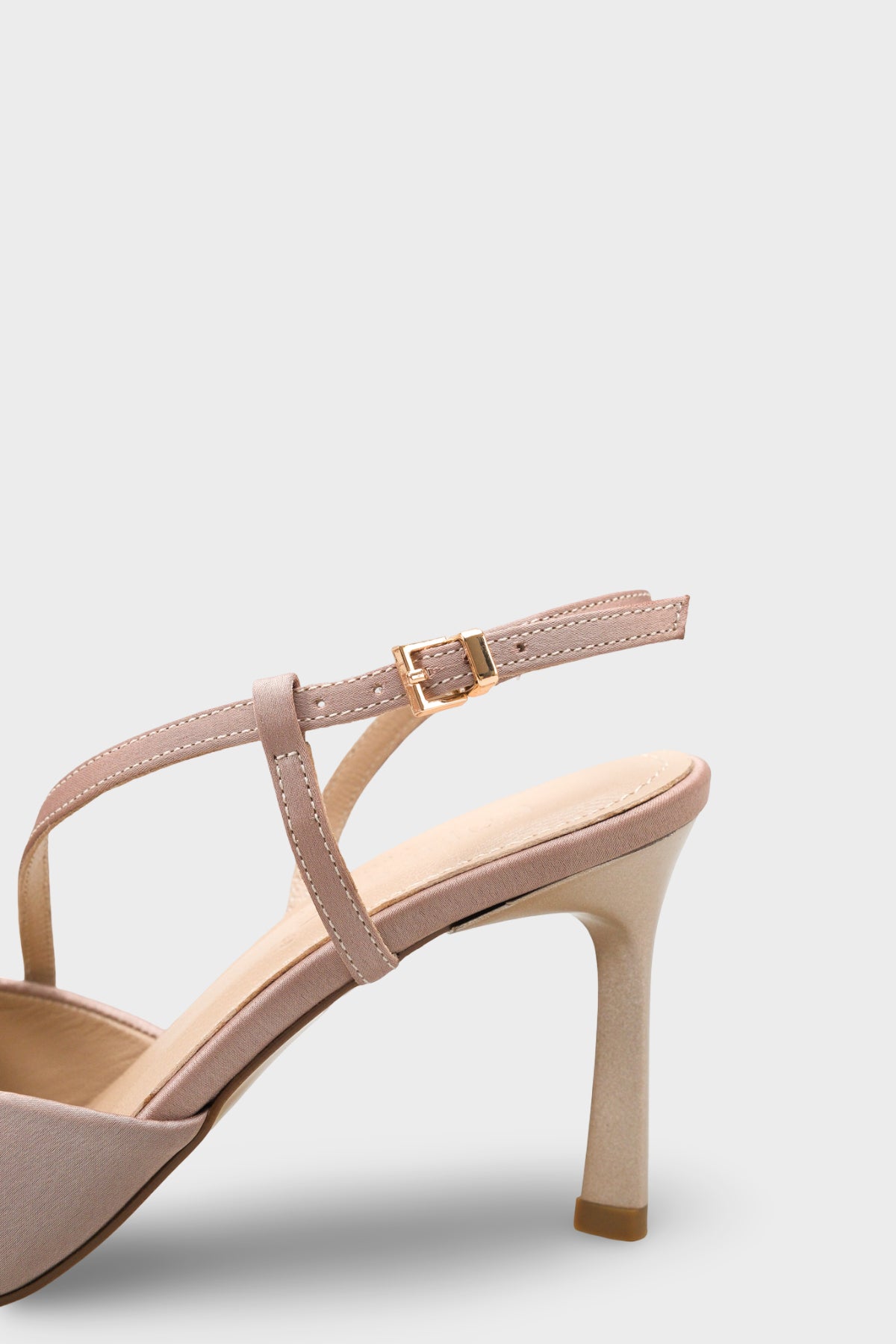 Jodee Hakiki Deri Astarlı Sivri Burunlu Orta Topuklu Saten Arkası Açık Kadın Ayakkabı