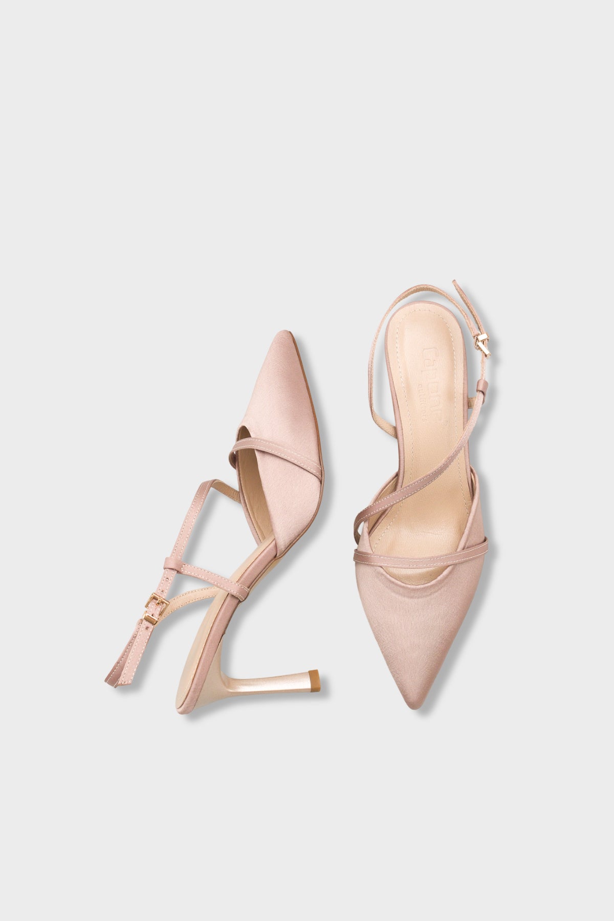 Jodee Hakiki Deri Astarlı Sivri Burunlu Orta Topuklu Saten Arkası Açık Kadın Ayakkabı