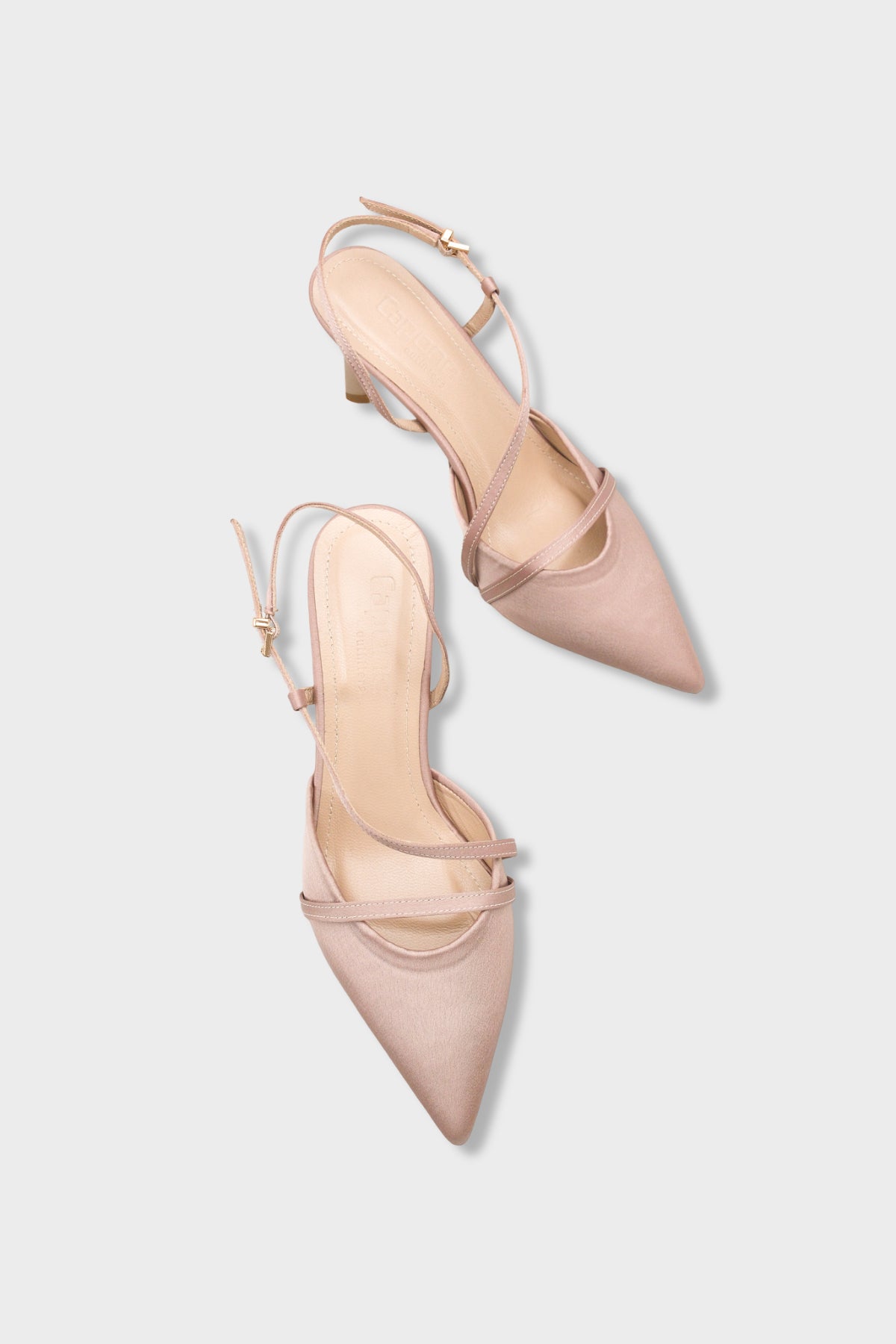 Jodee Hakiki Deri Astarlı Sivri Burunlu Orta Topuklu Saten Arkası Açık Kadın Ayakkabı