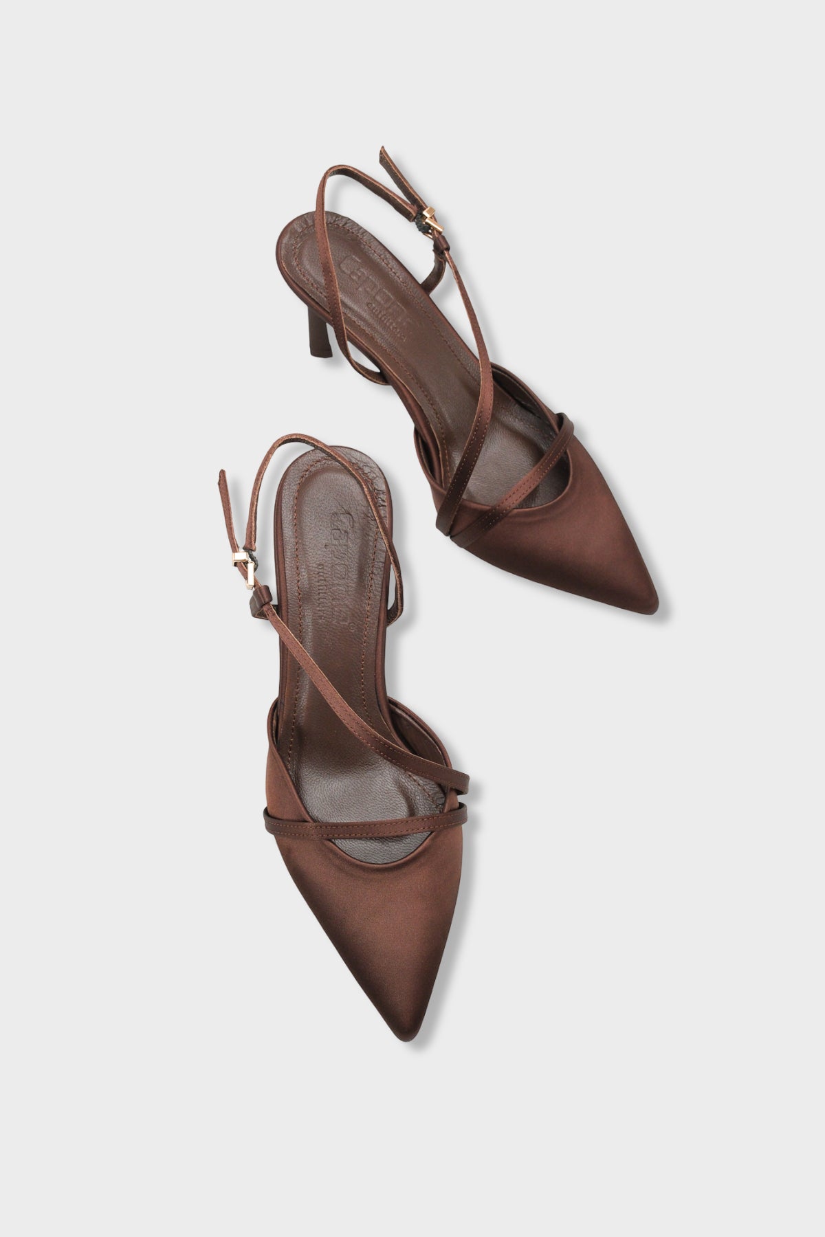 Jodee Hakiki Deri Astarlı Sivri Burunlu Orta Topuklu Saten Arkası Açık Kadın Ayakkabı