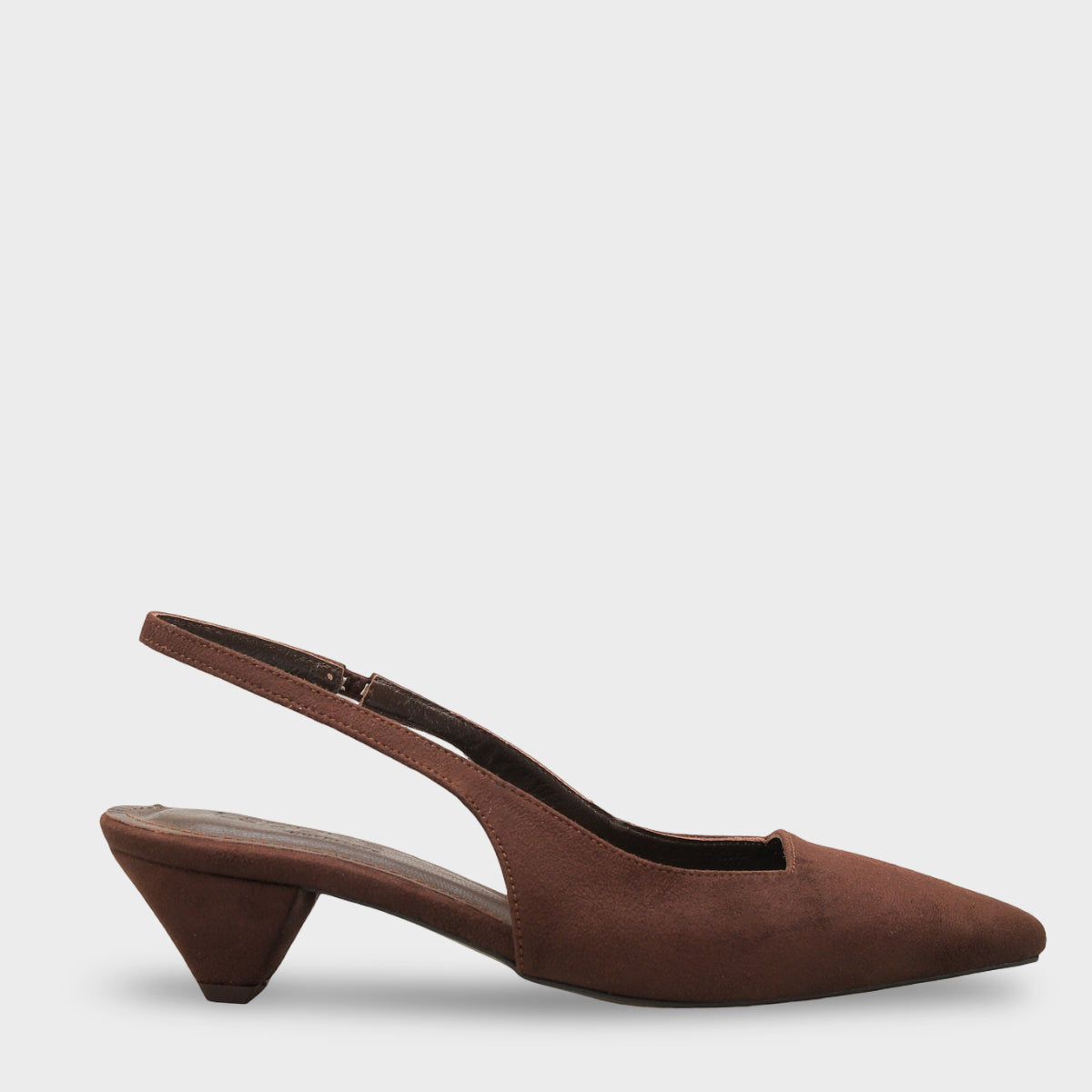 Ricki Hakiki Deri Astarlı Sivri Burunlu Orta Topuklu Süet Görünümlü Arkası Açık Kadın Ayakkabı