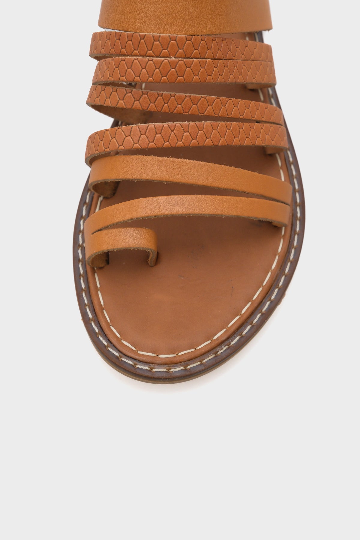 Lyssa Baş Parmak Detaylı Bantlı Kadın Deri Terlik