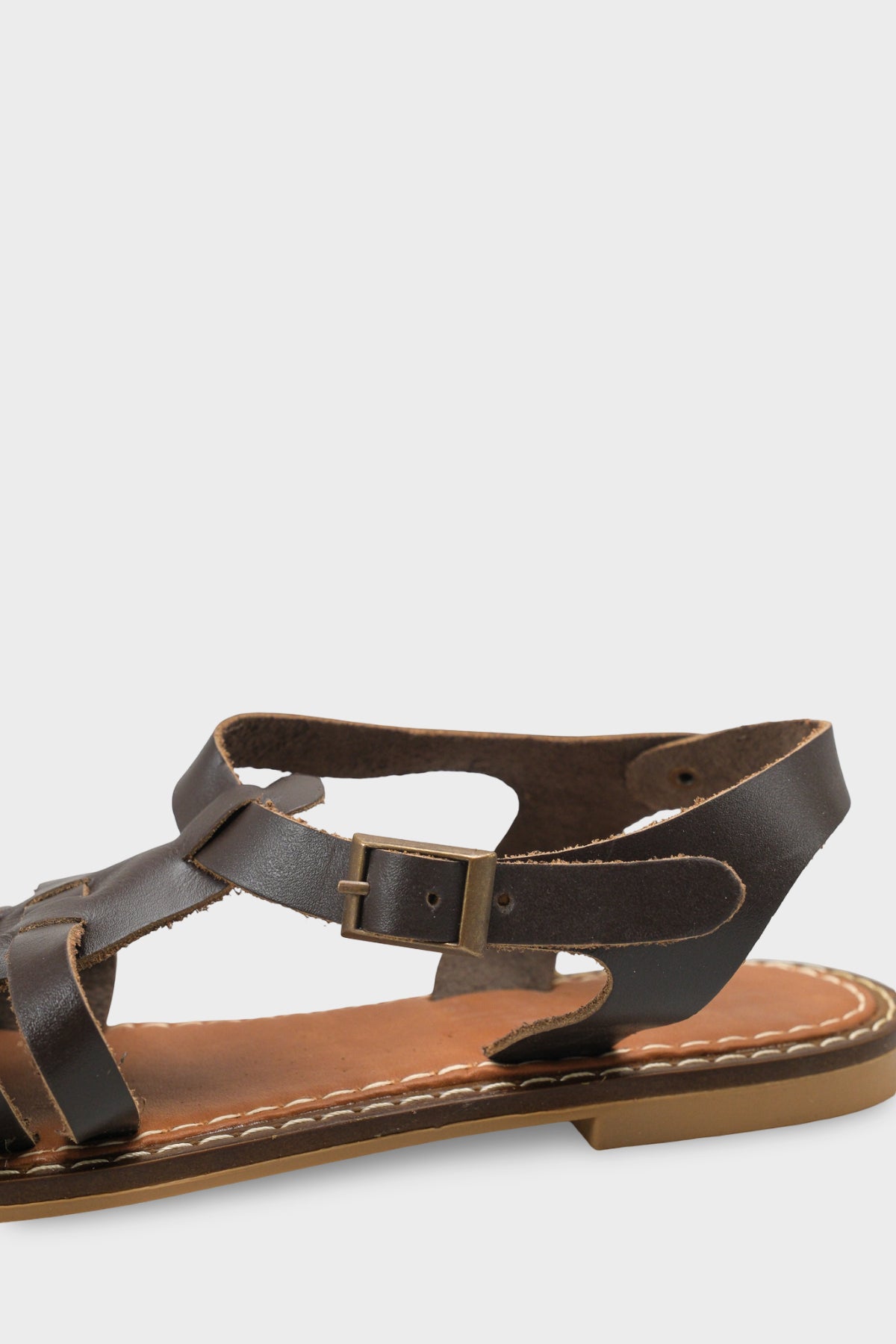 Daphne Yuvarlak Burunlu Gladyatör Bantlı Kadın Deri Sandalet