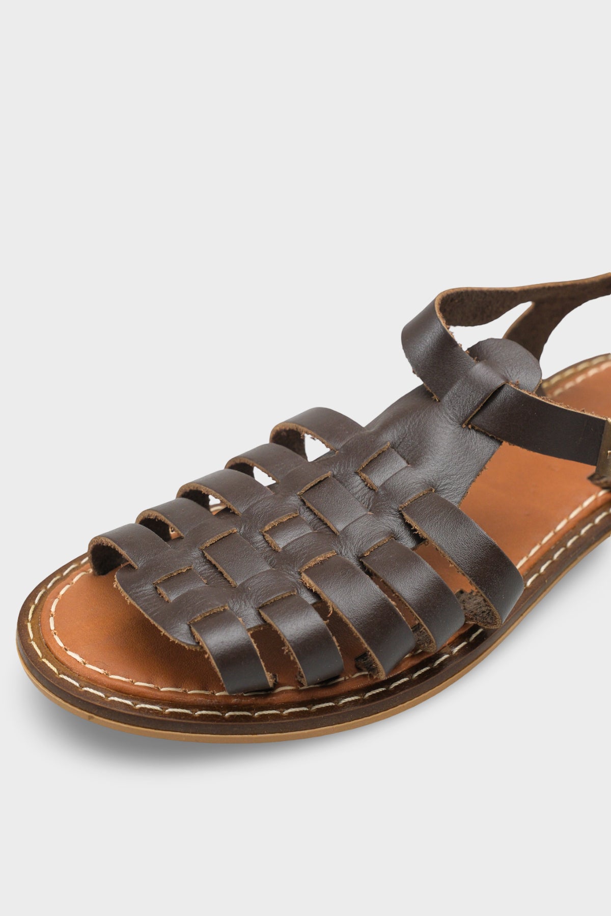 Daphne Yuvarlak Burunlu Gladyatör Bantlı Kadın Deri Sandalet