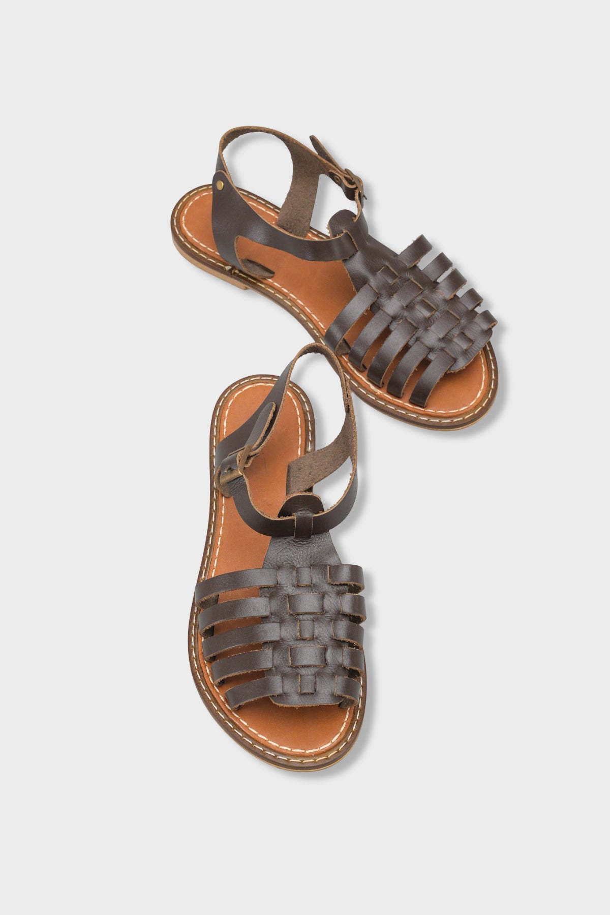 Daphne Yuvarlak Burunlu Gladyatör Bantlı Kadın Deri Sandalet